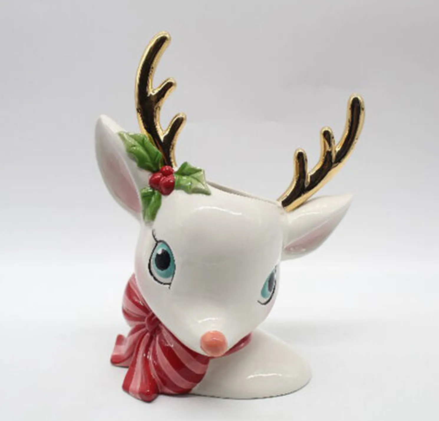 December Diamonds 11.75" Retro Deer Head Vase Christmas Decoration 29-29281