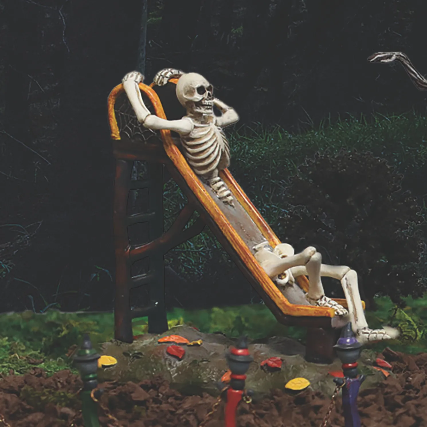 Department 56 Halloween Village Slippery Little Devil Skeleton on Slide Figure 6014714