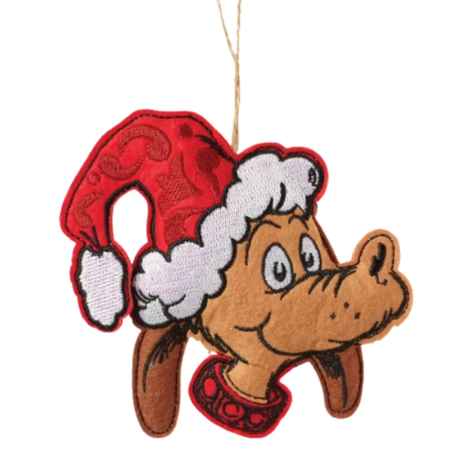 Department 56 Jim Shore Dr. Seuss Grinch Felt Max in Santa Hat Felt Ornament 6014115