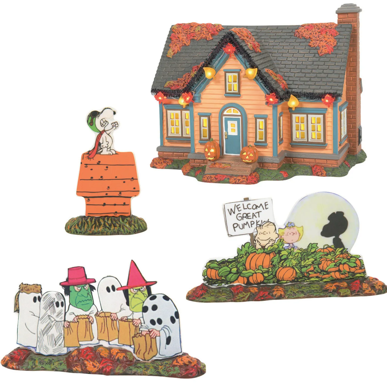 Department 56 Peanuts Halloween Village Trick or Treat Lane Village Set 6007640