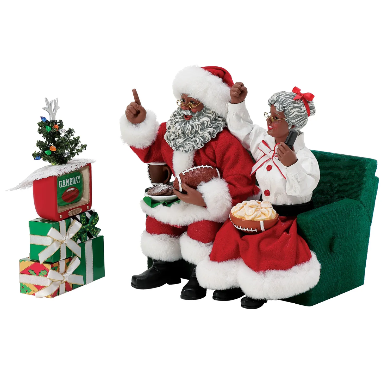Department 56 Possible Dreams African American Santa Binge Sports Watching Figure 6015245