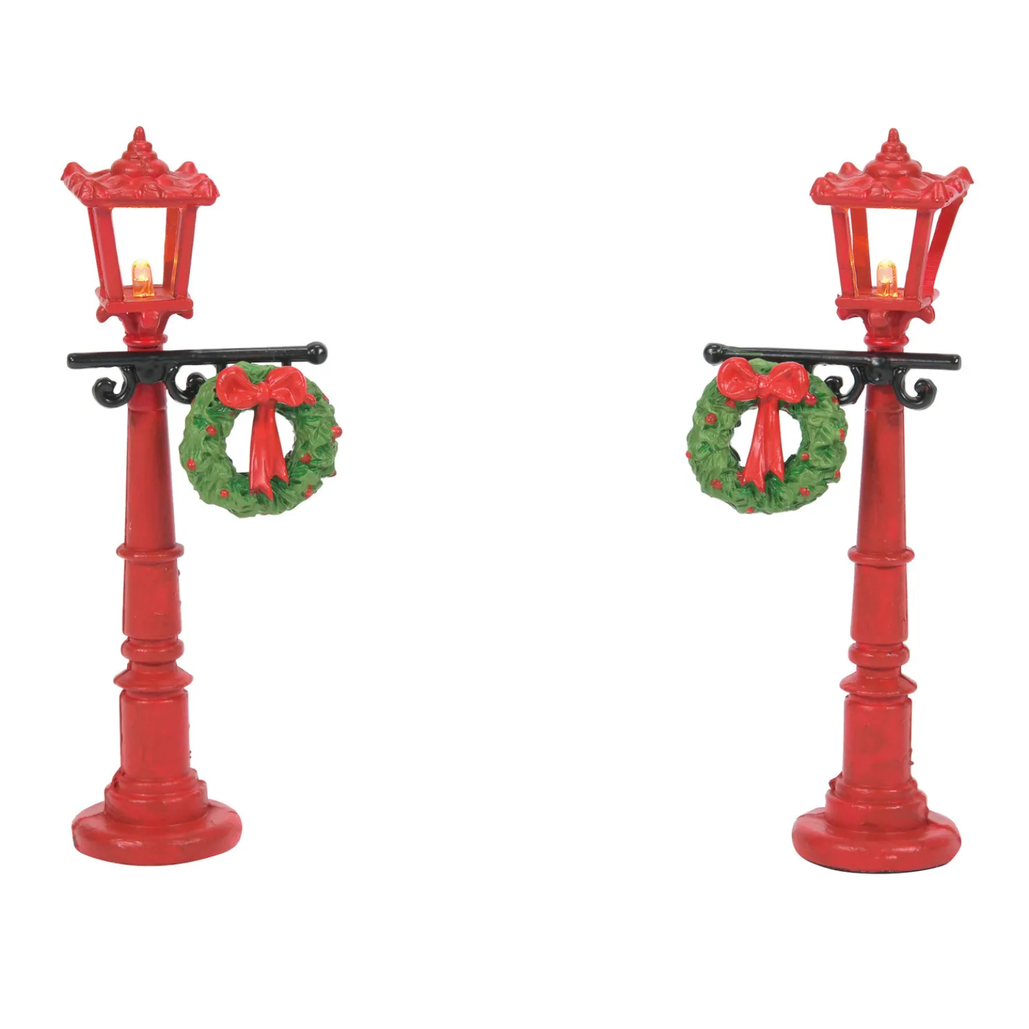 Department 56 Red Street Light with Wreath Christmas Village Accessory 6007682