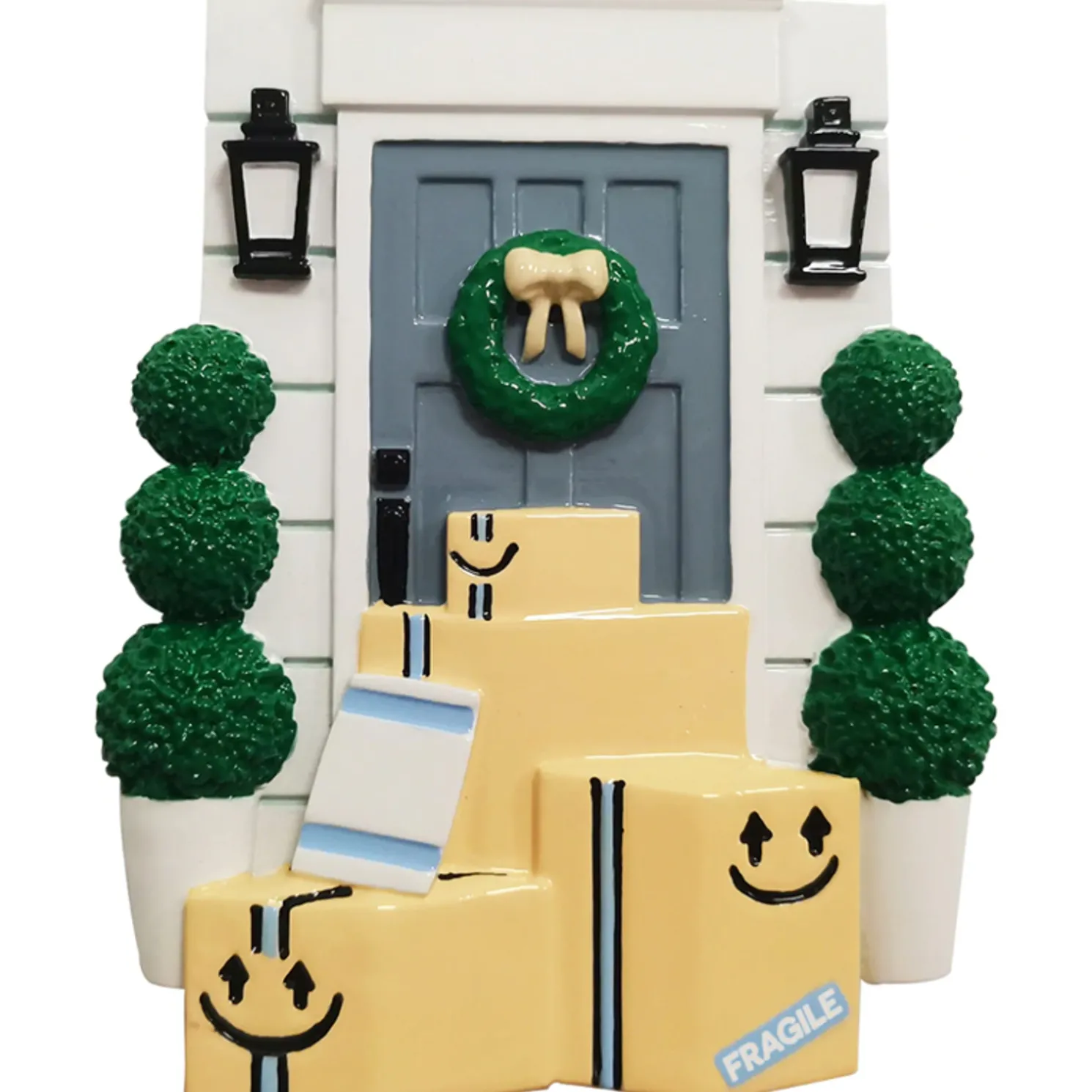 Door with Wreath and Packages Personalized Christmas Ornament OR2299