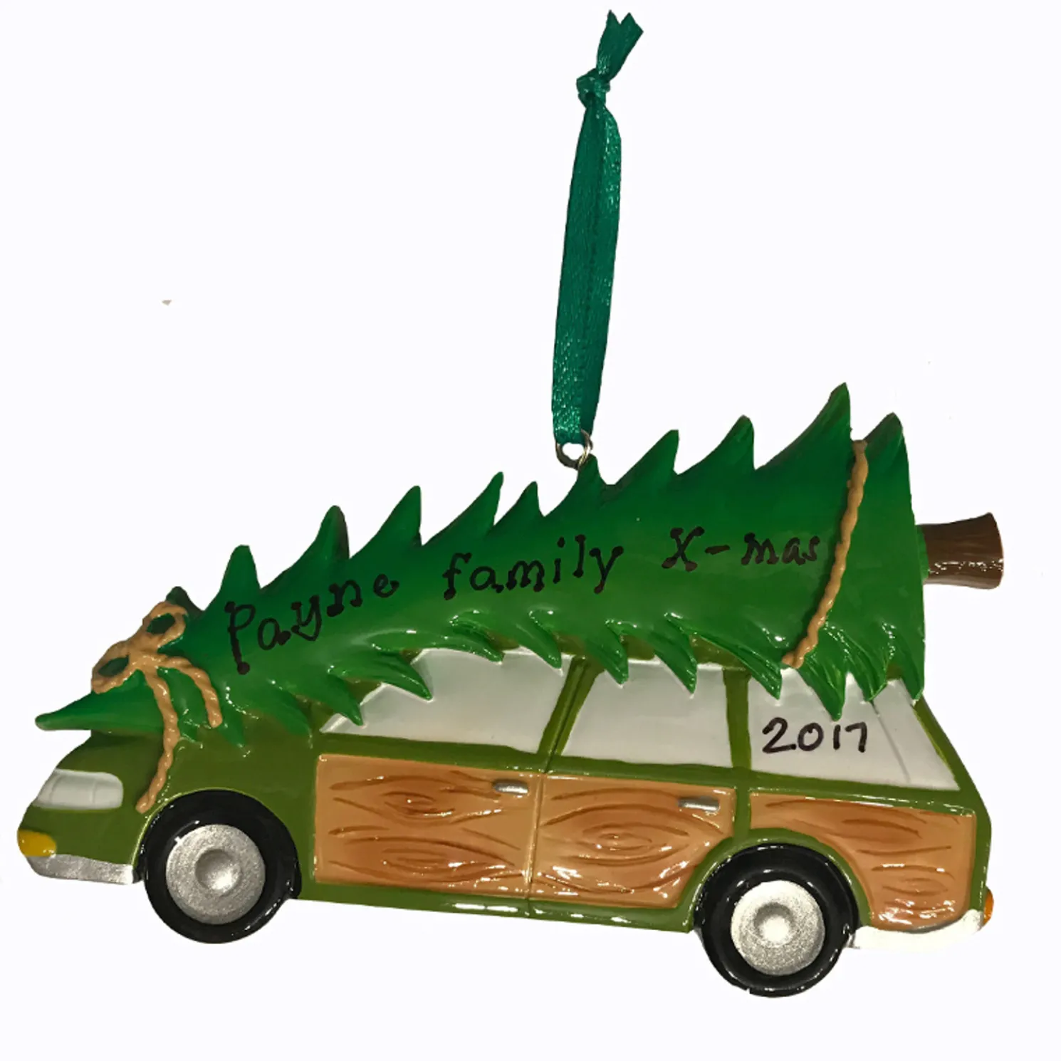 Family Station Wagon with Tree Personalized Christmas Ornament OR1565