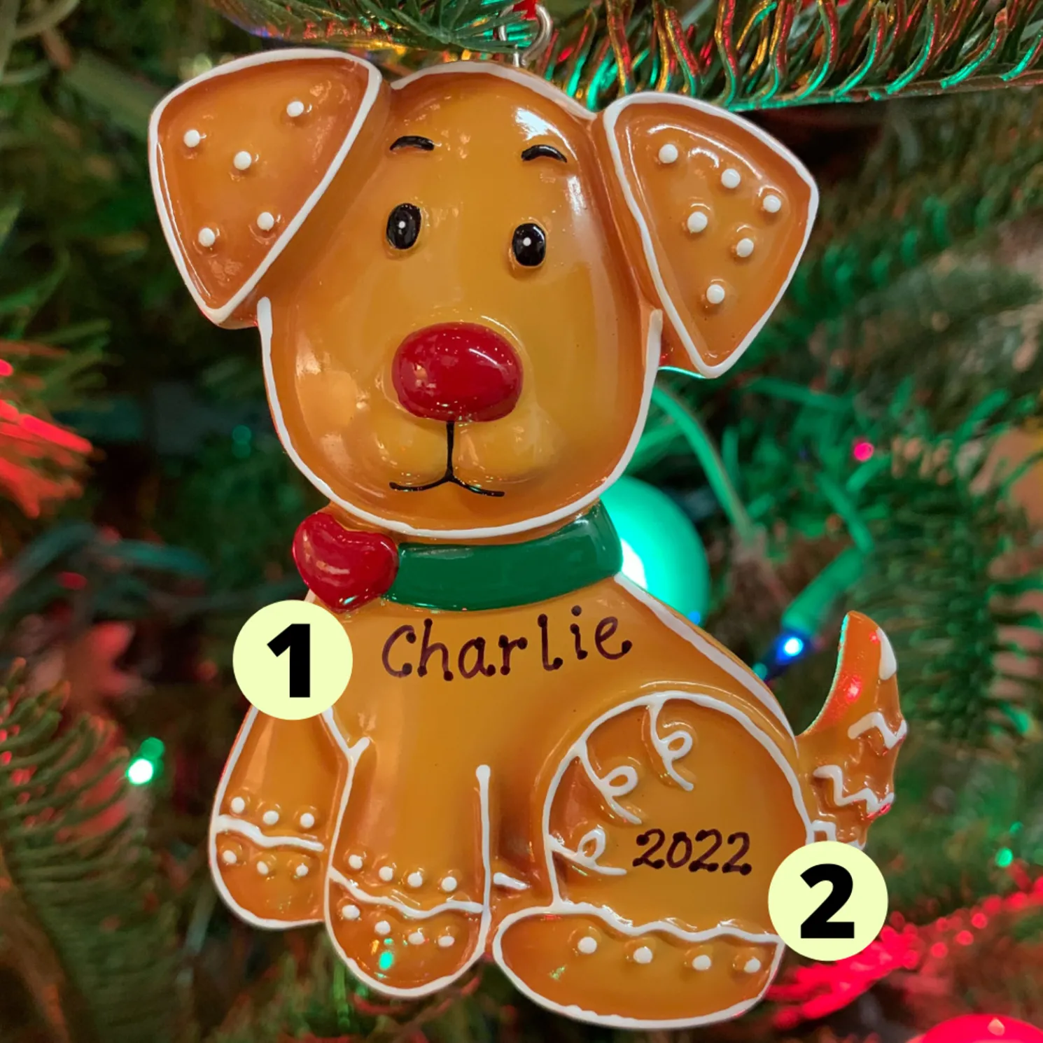 Gingerbread Cookie Puppy Dog Personalized Christmas Ornament OR1222