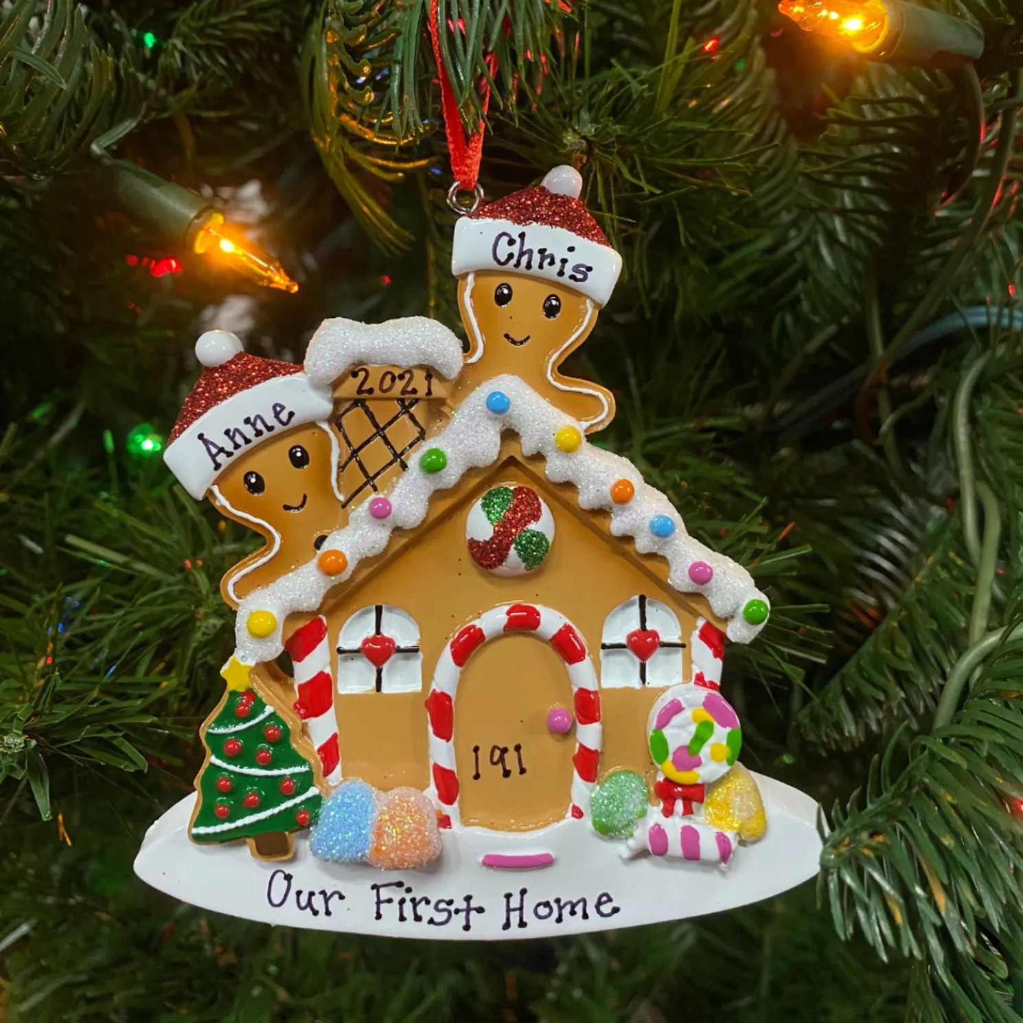 Gingerbread House Couple Personalized Christmas Ornament OR1872-2