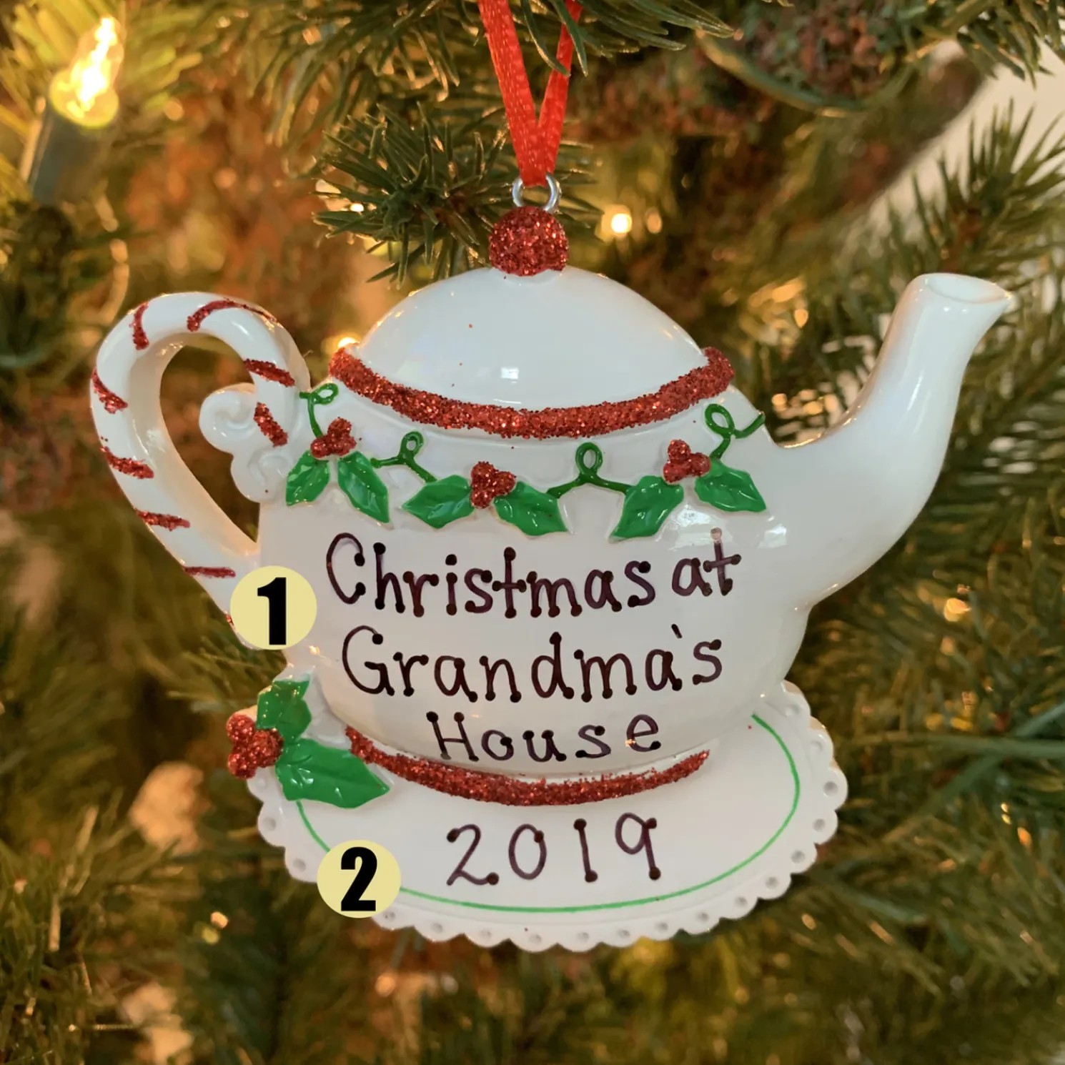 Grandma's Teapot Personalized Christmas Ornament OR1681