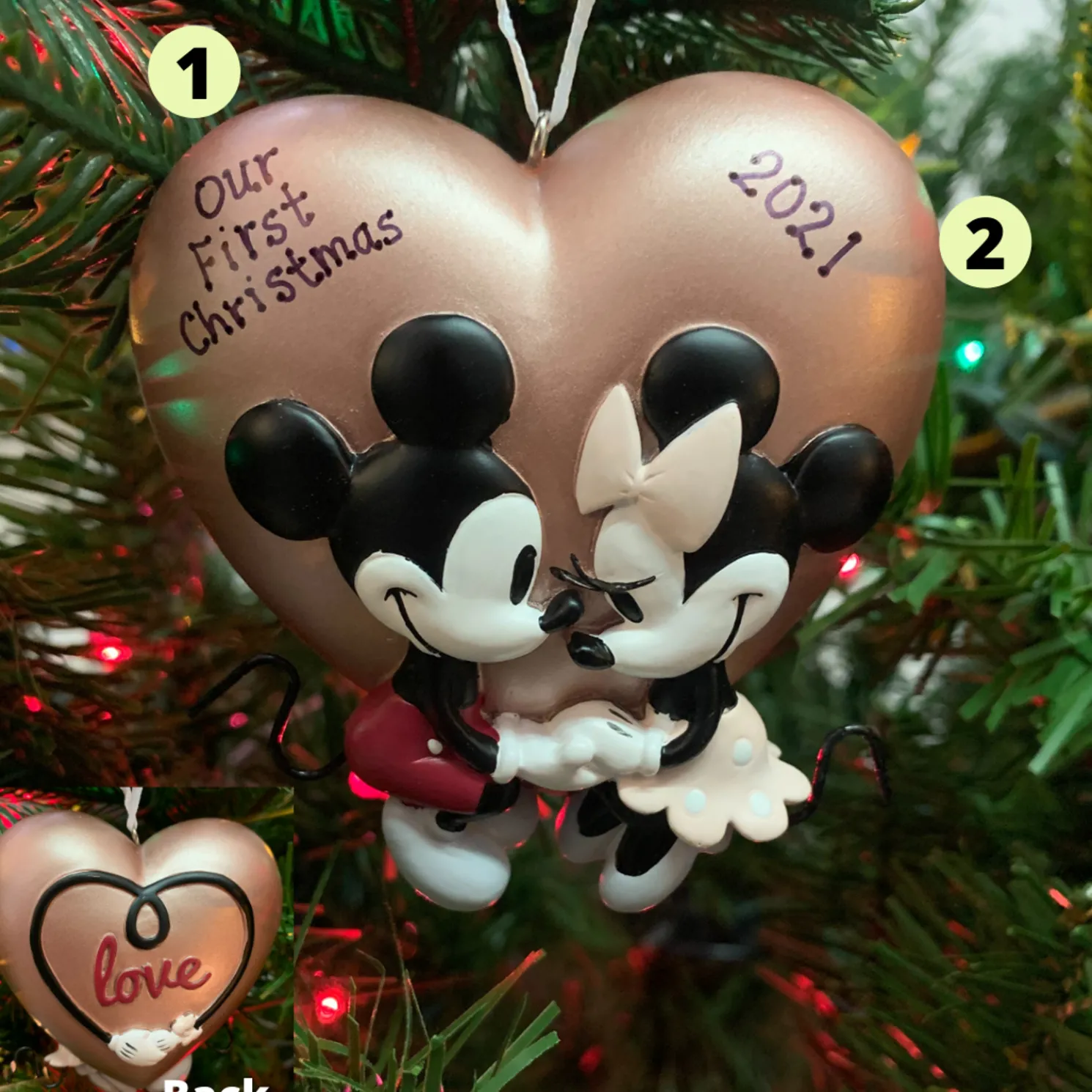 Hallmark 3" Mickey and Minnie Love Personalized Christmas Ornament 3HCM1002