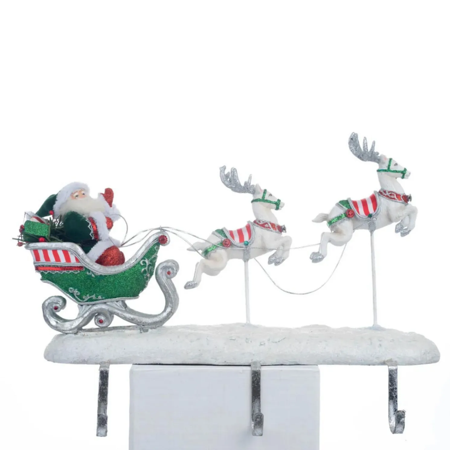 Katherine's Collection 16.75" Peppermint Palace Santa and Reindeer Christmas Stocking Holder 28-328042