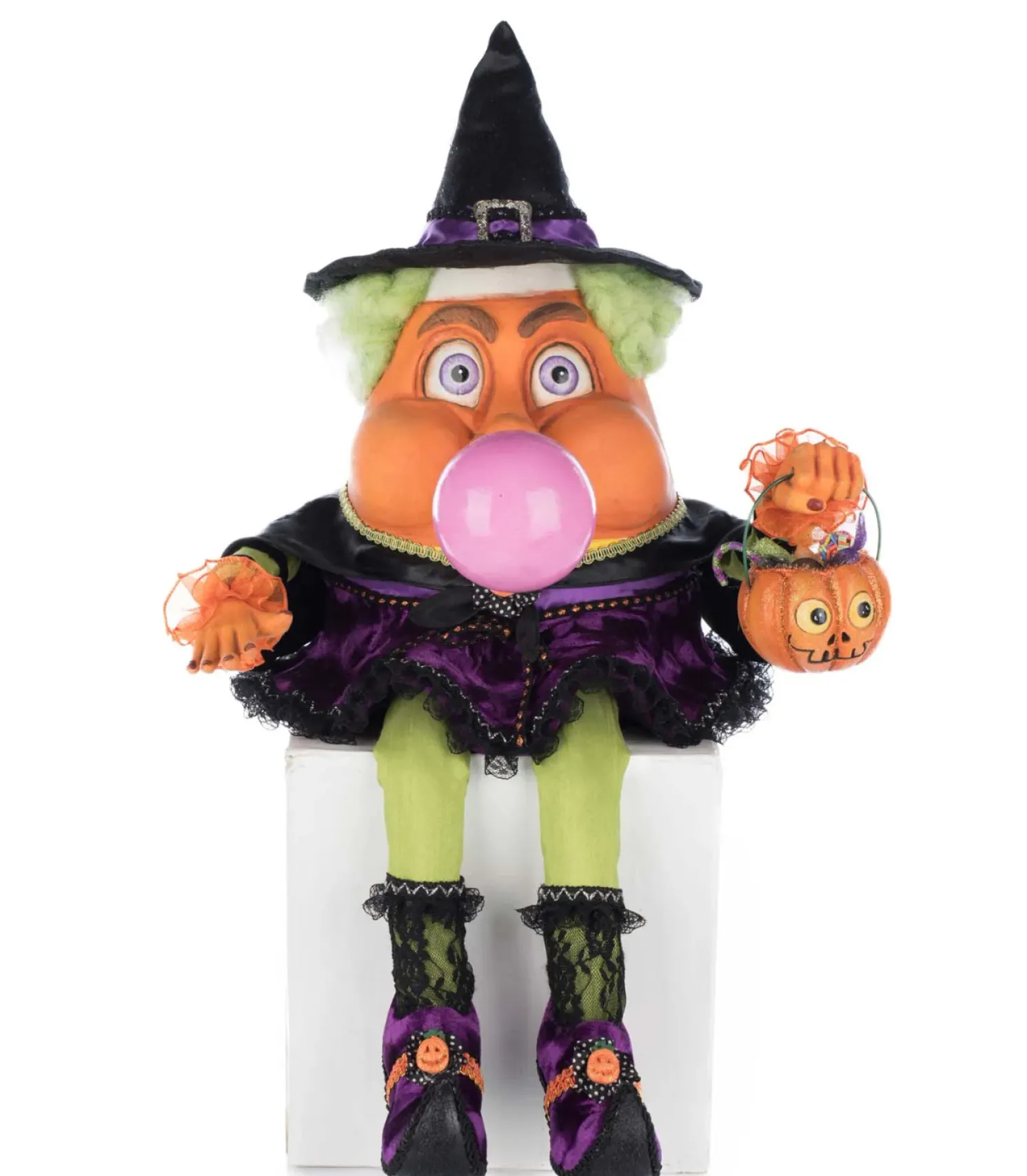 Katherine's Collection 12.5" Bubbles the Witch Candy Corn Ledge Sitter Halloween Decoration 28-528643