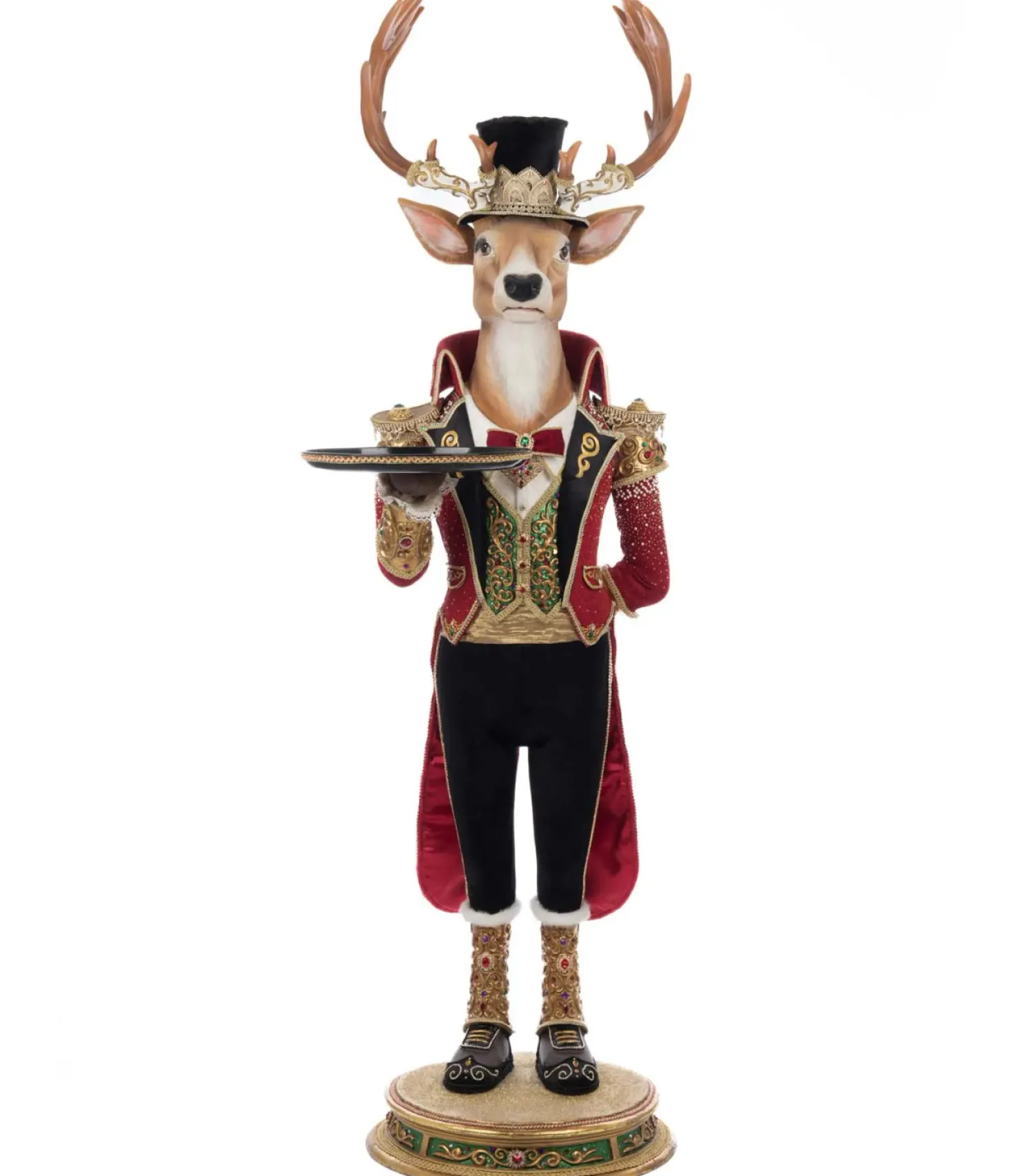 Katherine's Collection 60.5" Royal Christmas Ball Reindeer Butler Holding Tray Decoration 28-528806