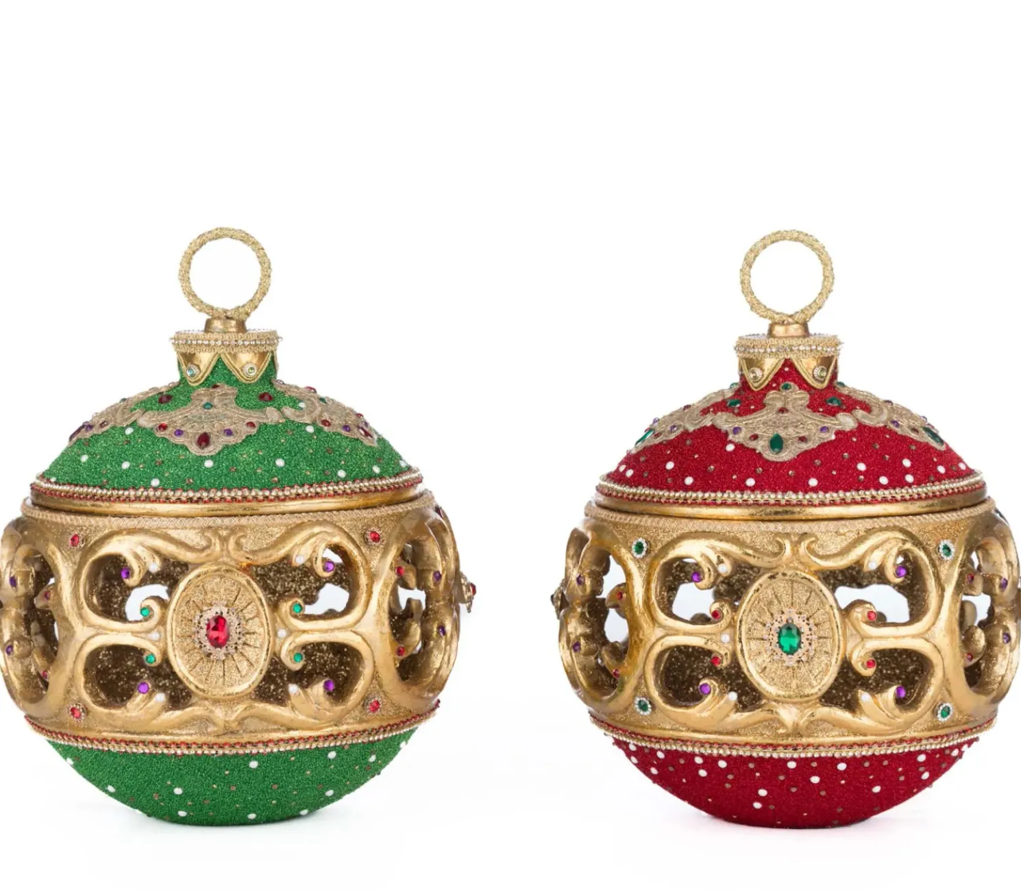 Katherine's Collection 11" Red or Green Royal Christmas Ball Tabletop Ornament with Tea Light Decoration 28-528815