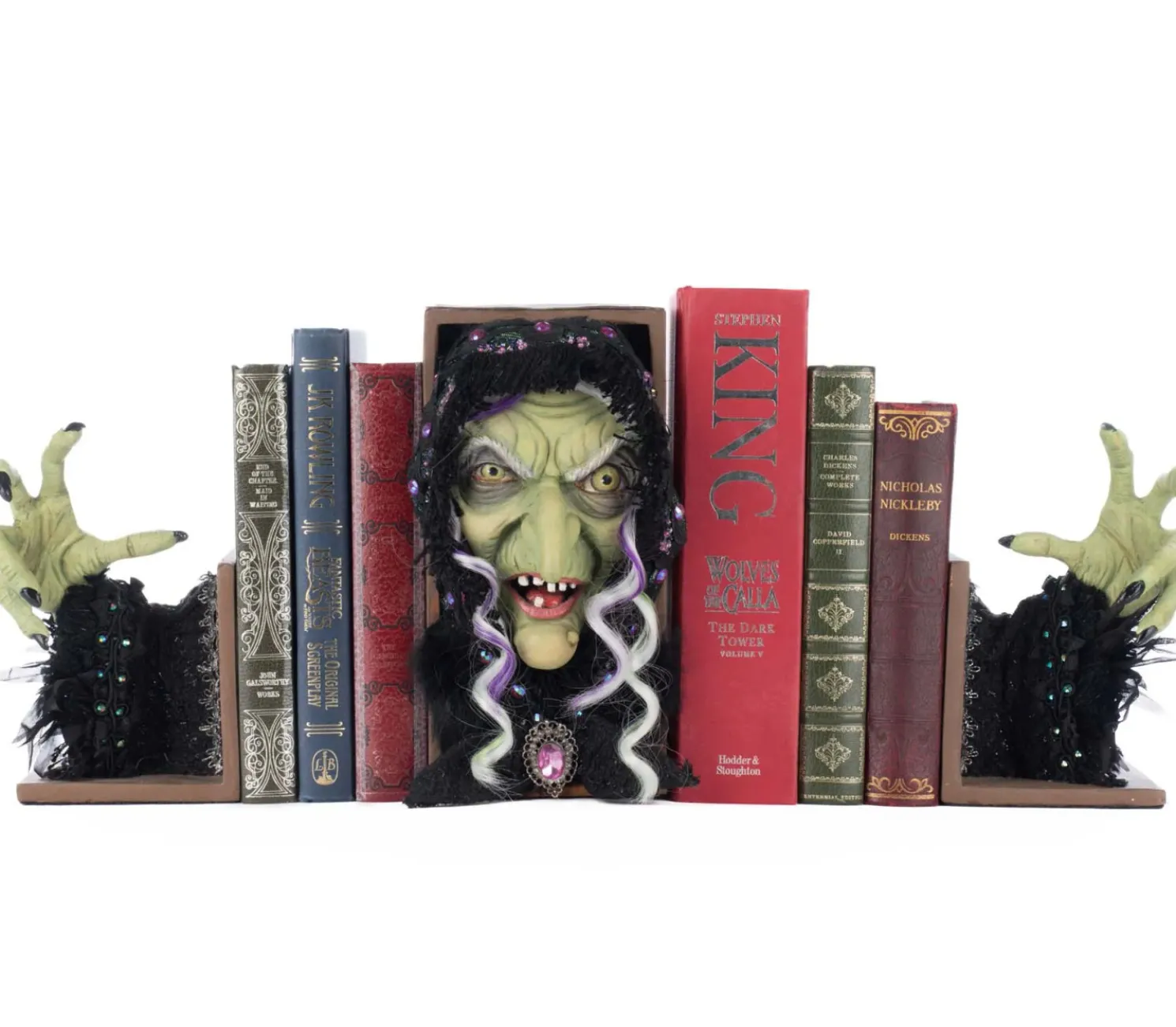 Katherine's Collection 13" Grizelda Book with Bookends Halloween Decoration 28-528616