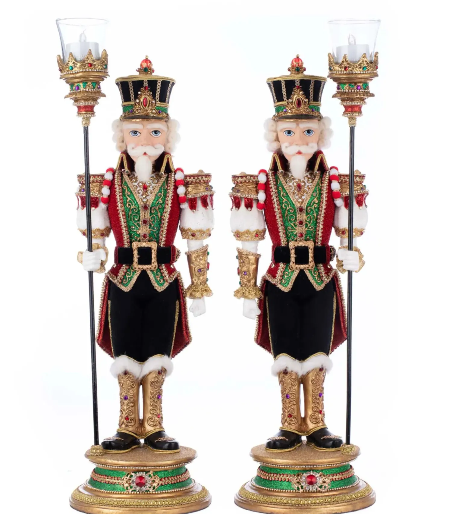 Katherine's Collection 21.25" Set of 2 Royal Christmas Ball Nutcracker Votive Candle Holders 28-528805