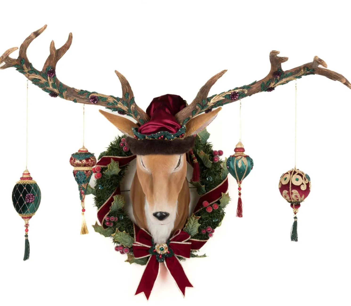 Katherine's Collection 36" Winter Balsam and Berry Deer Wall Piece with Ornaments Christmas Decoration 28-528788