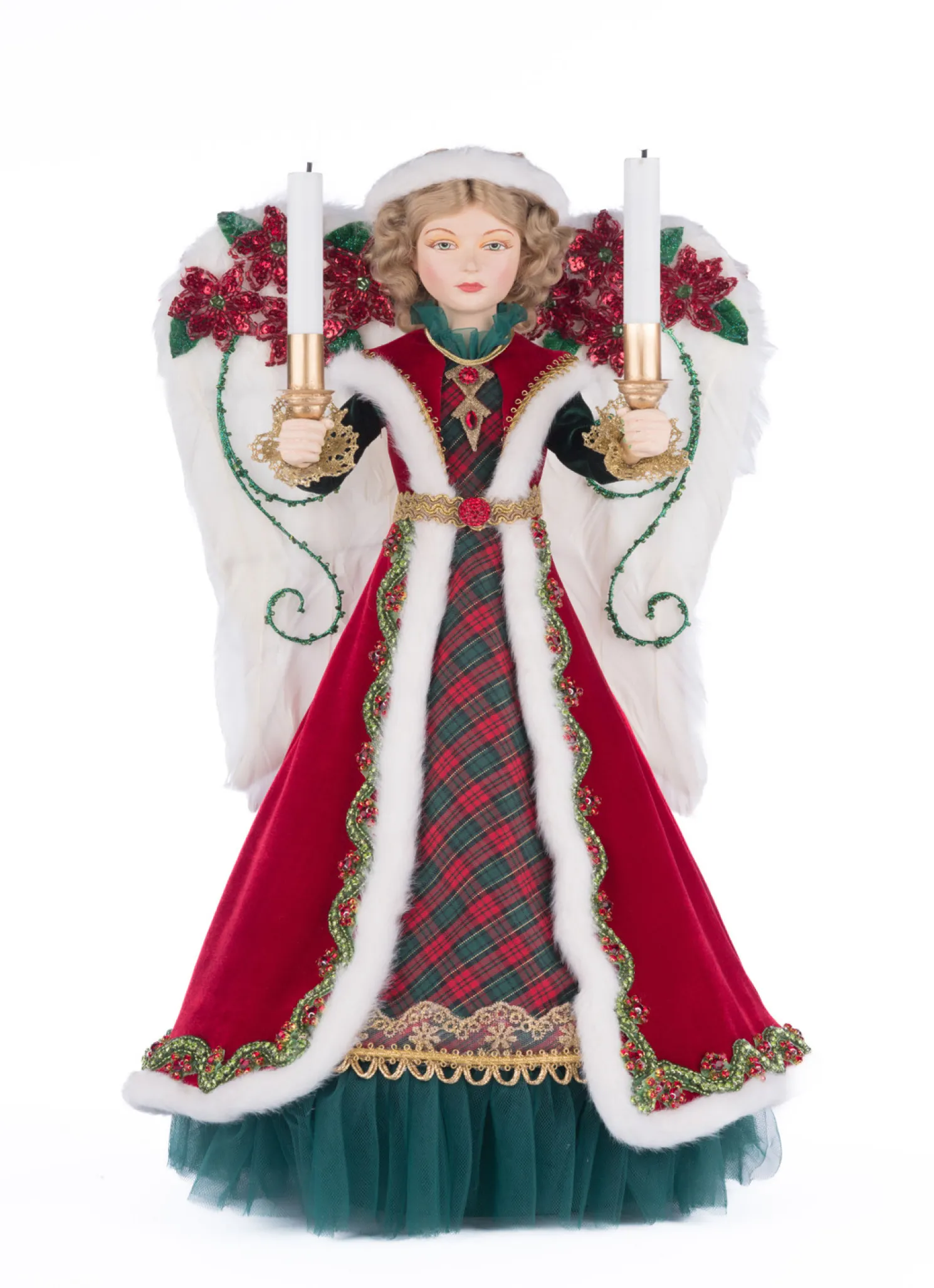 Katherine's Collection 20" Penelope Poinsettia Angel Lighted Christmas Tree Topper 28-428329