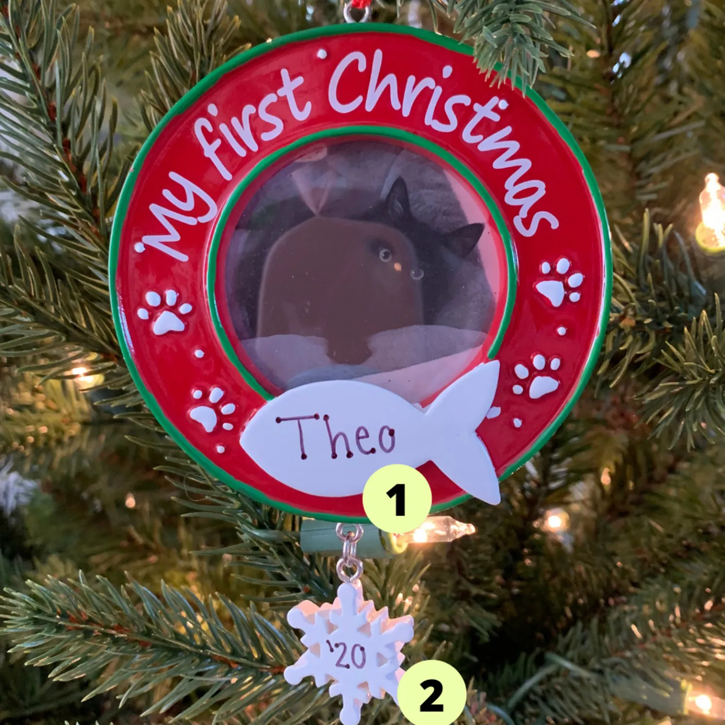 Kitty Cat's First Christmas Picture Frame Personalized Christmas Ornament PF1716