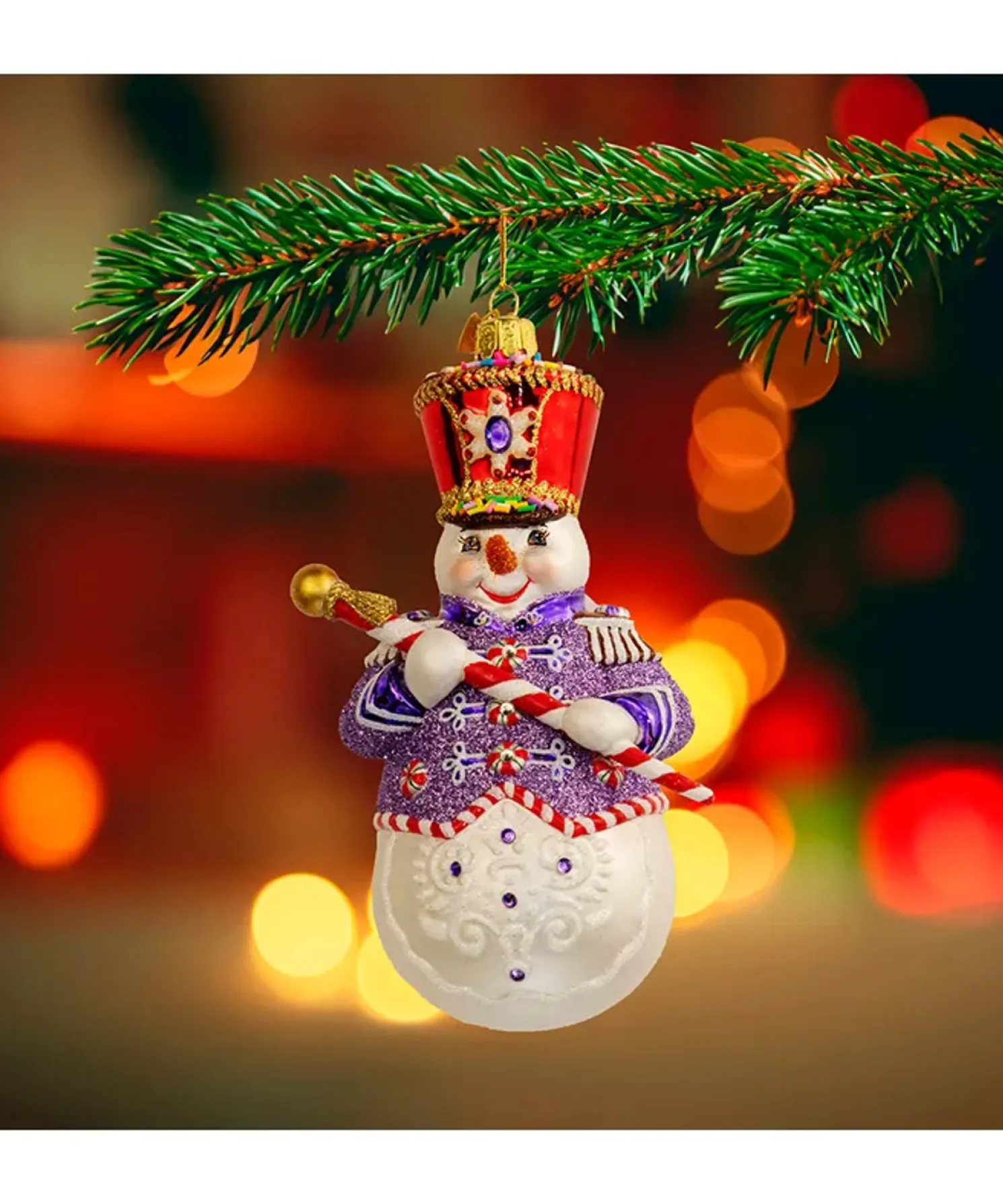 Kurt Adler 6" Bellissimo Band Leader Snowman Glass Christmas Ornament BELL0042