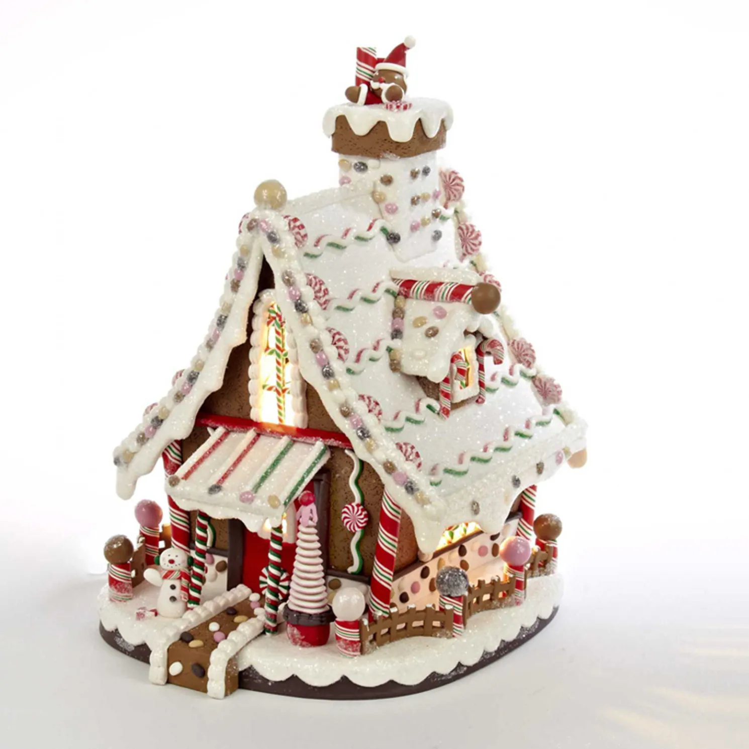 Kurt Adler 12" Electric Lighted Claydough Gingerbread House Christmas Figure J3628