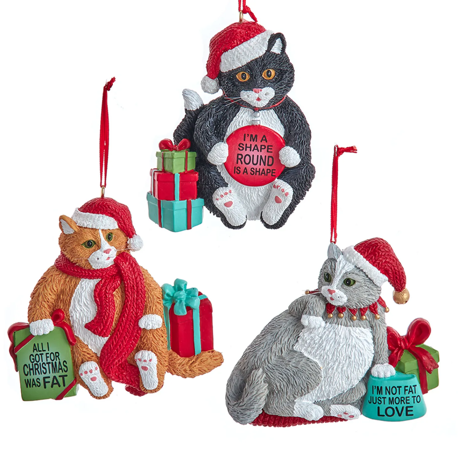 Kurt Adler 3.5" Fat Cat Christmas Ornament A2220