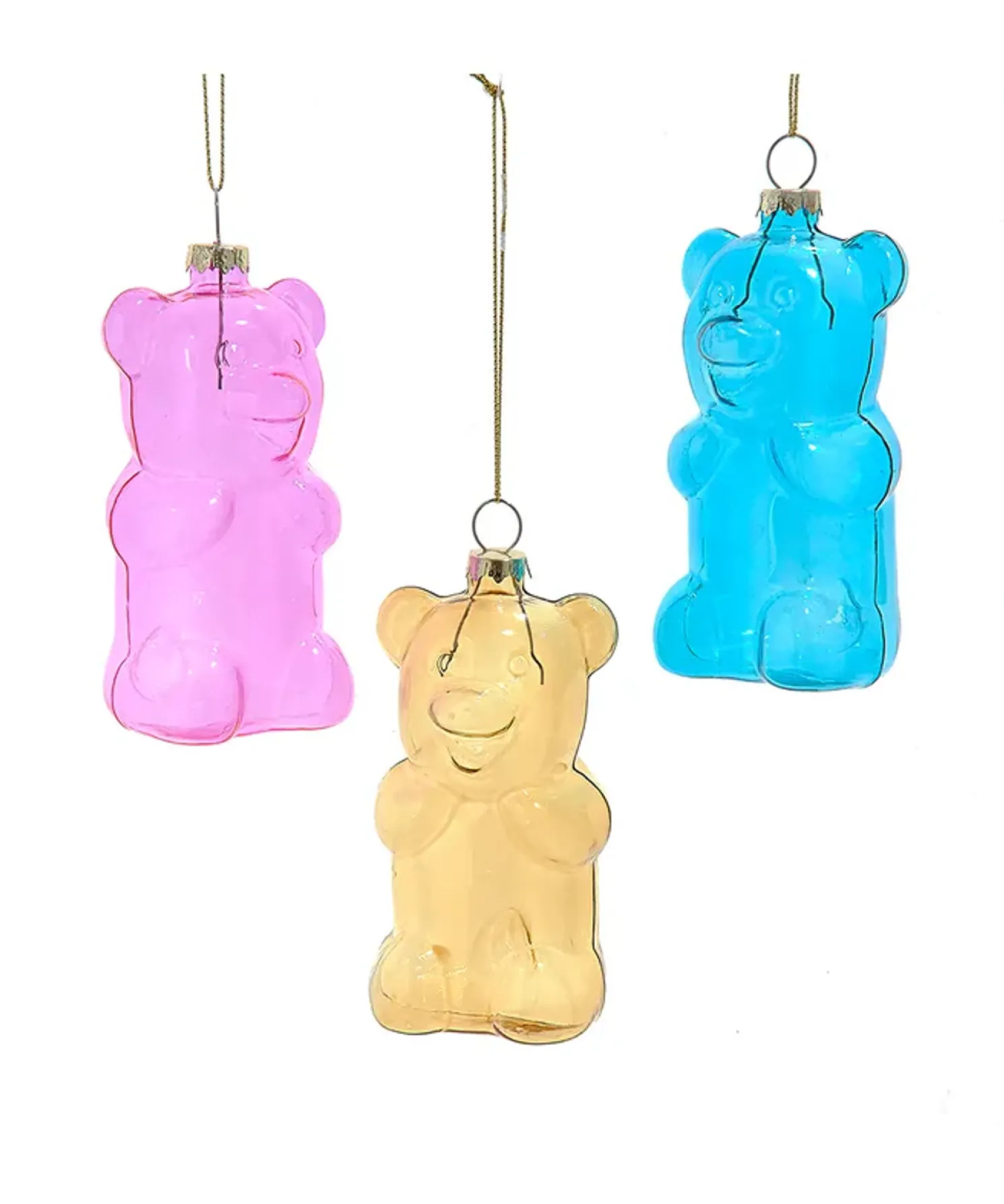 Kurt Adler 4" Glass Gummy Bear Christmas Ornaments Set of 3 T3666