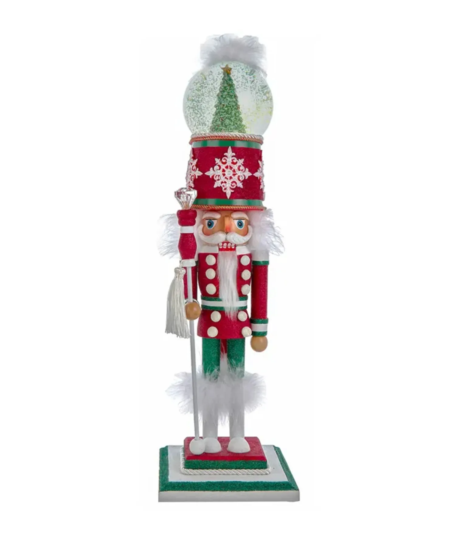 Kurt Adler 21" Hollywood Nutcrackers Deck The Halls Christmas Musical Water Globe Hat Nutcracker HA0724