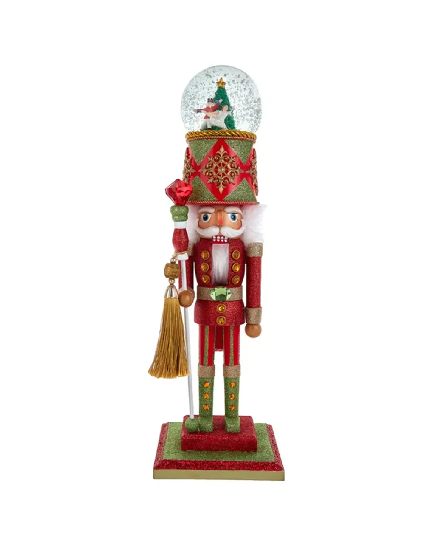 Kurt Adler 20" Hollywood Nutcrackers Dance Of The Sugar Plum Fairy Musical Water Globe Hat Nutcracker HA0725