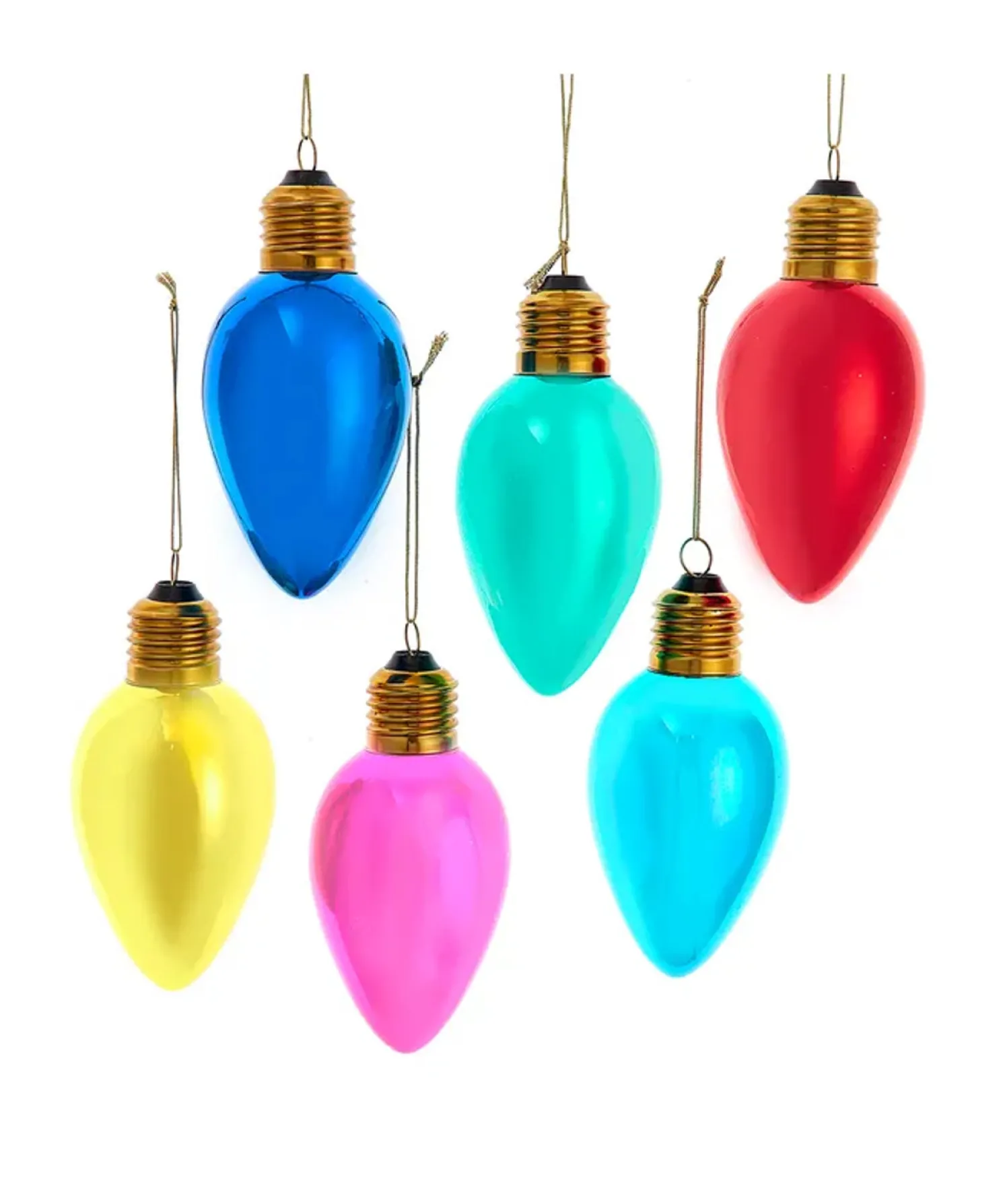Kurt Adler 4.5" Large C7 Bulb Glass Christmas Ornaments Set of 6 F2298