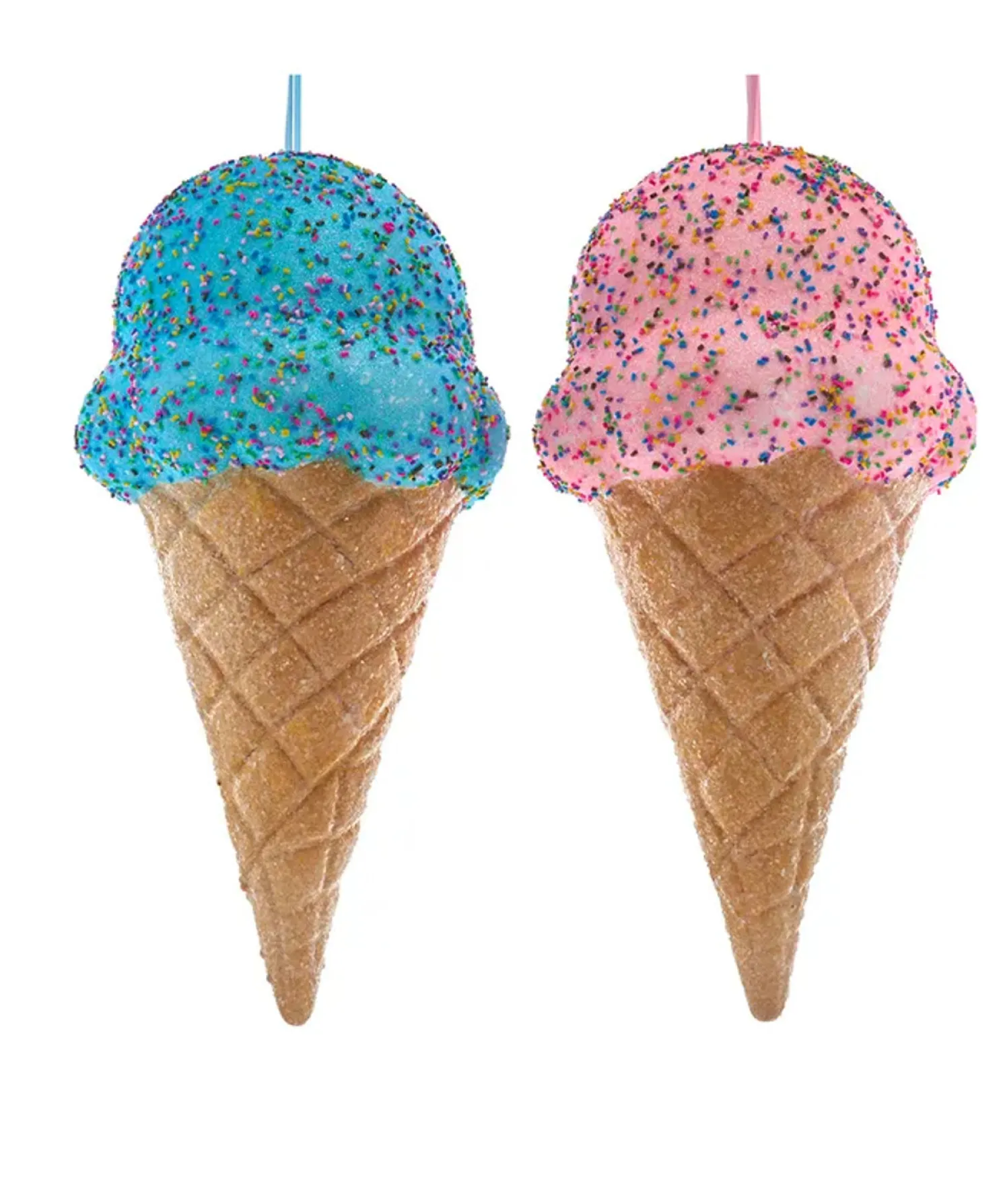 Kurt Adler 16" Large Blue or Pink Ice Cream Cone Christmas Ornament D4642
