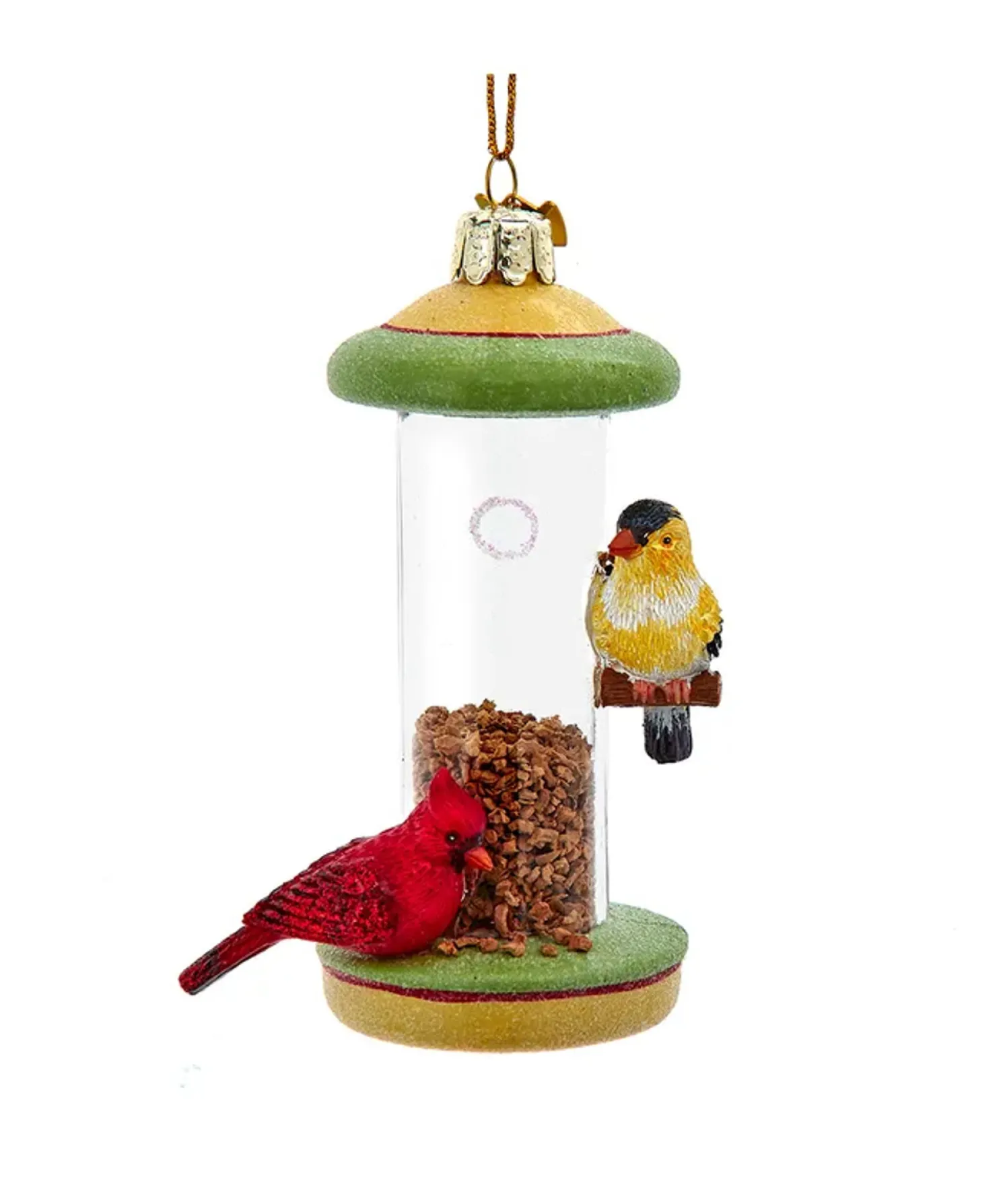 Kurt Adler 4.5" Noble Gems Bird Feeder Glass Christmas Ornament NBX0119