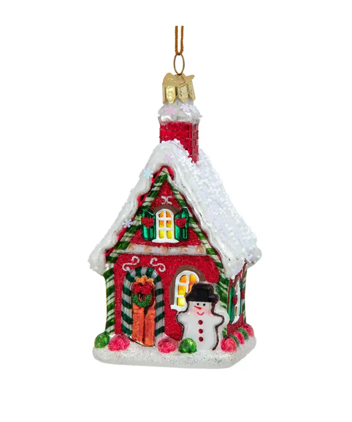 Kurt Adler 4.25" Noble Gems Red Gingerbread House Glass Christmas Ornament NBX0130