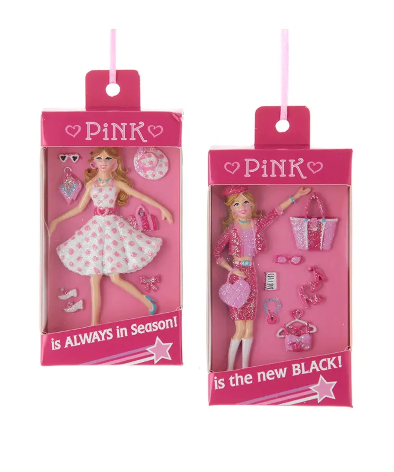 Kurt Adler 3.5" Pink Boxed Doll Christmas Ornament A2340