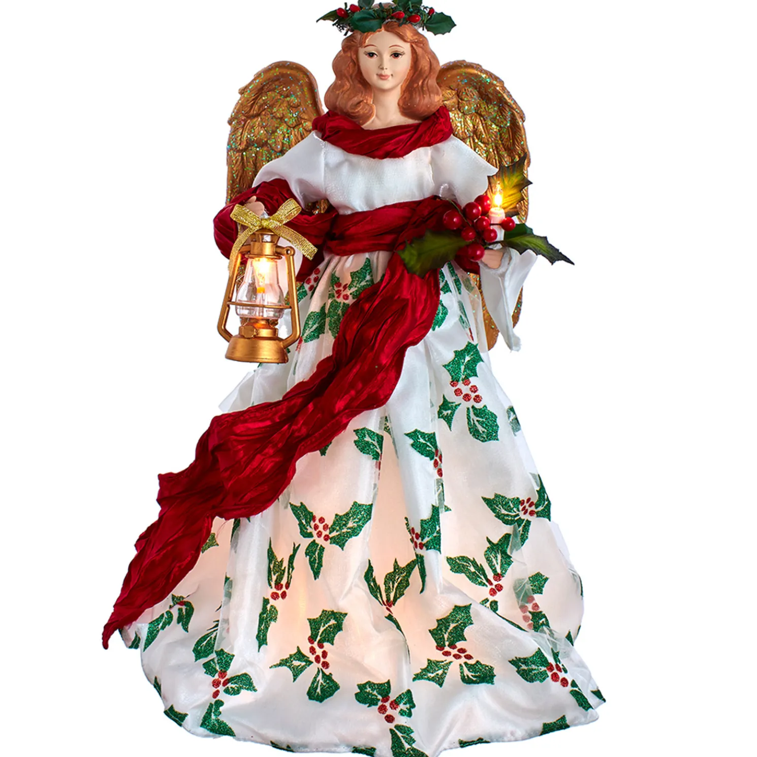 Kurt Adler 16" Pre-Lit Holiday Formal Angel Tree Topper UL2240