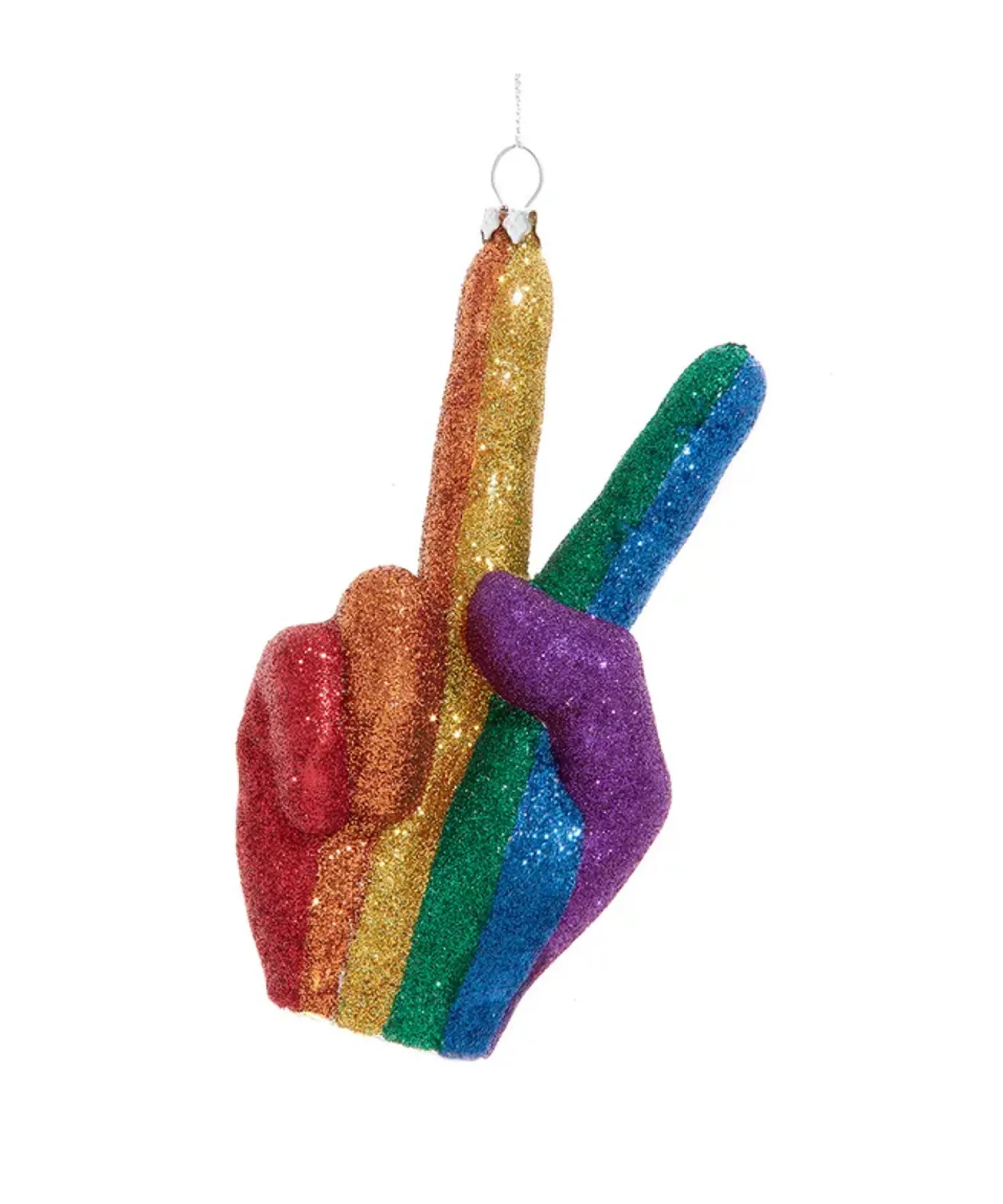 Kurt Adler 5.75" Pride Peace Hand Glass Christmas Ornament T3715