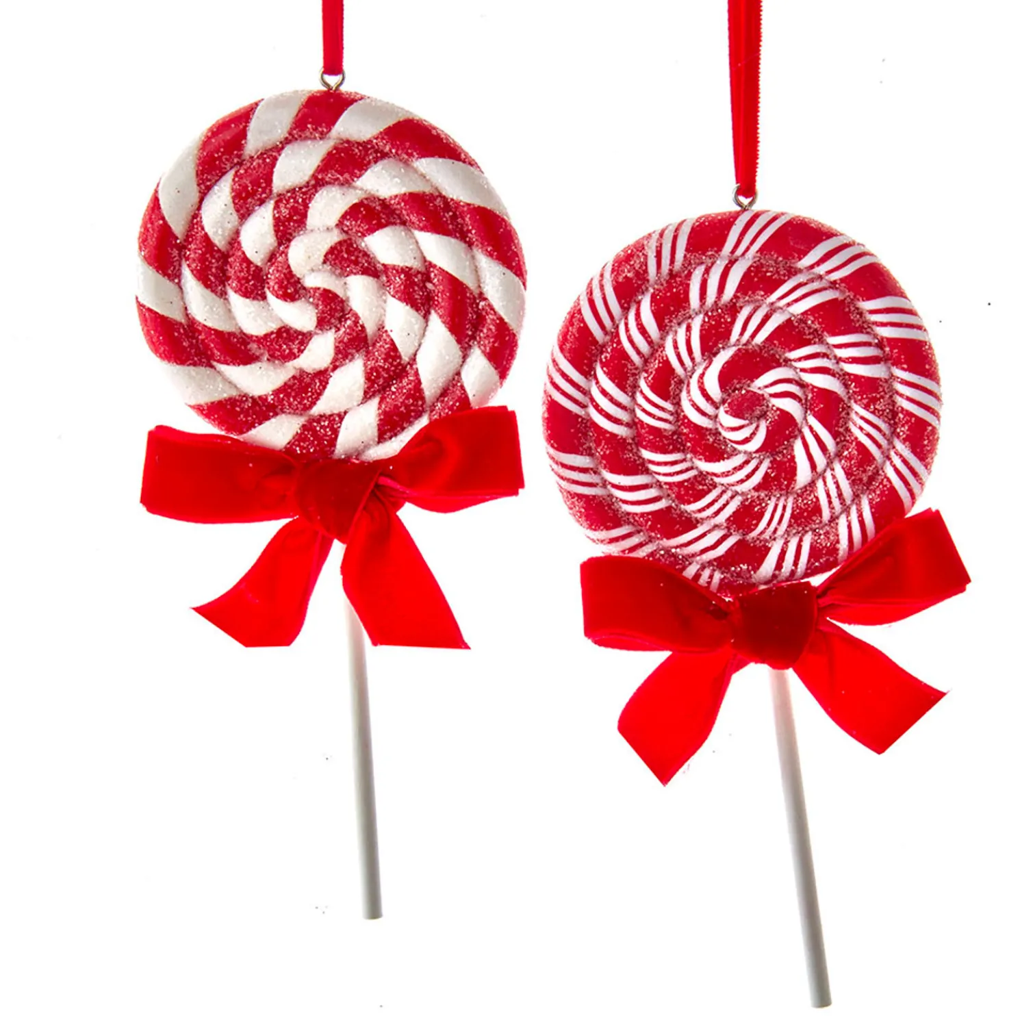 Kurt Adler 6.3" Set of 2 Peppermint Stripe Lollipop Christmas Ornament D4099