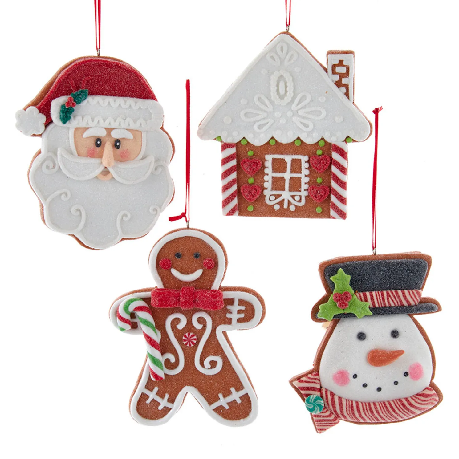 Kurt Adler 4.85" Set of 4 Claydough Cookie Christmas Ornament D4156