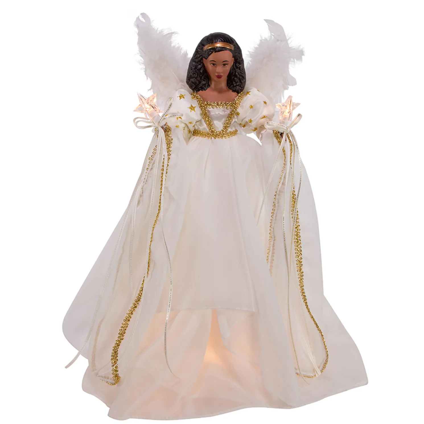 Kurt Adler 12" UL 10-Light African American Ivory and Gold Christmas Tree Topper UL2230