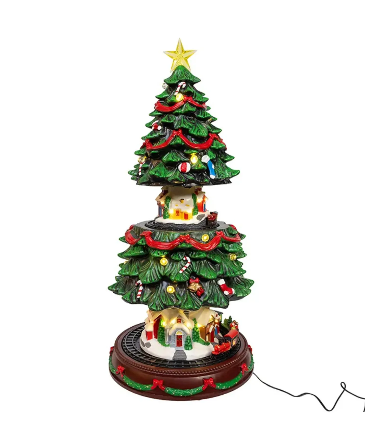 Kurt Adler Animated Musical Turning Christmas Tree Tabletop Decoration JEL1333