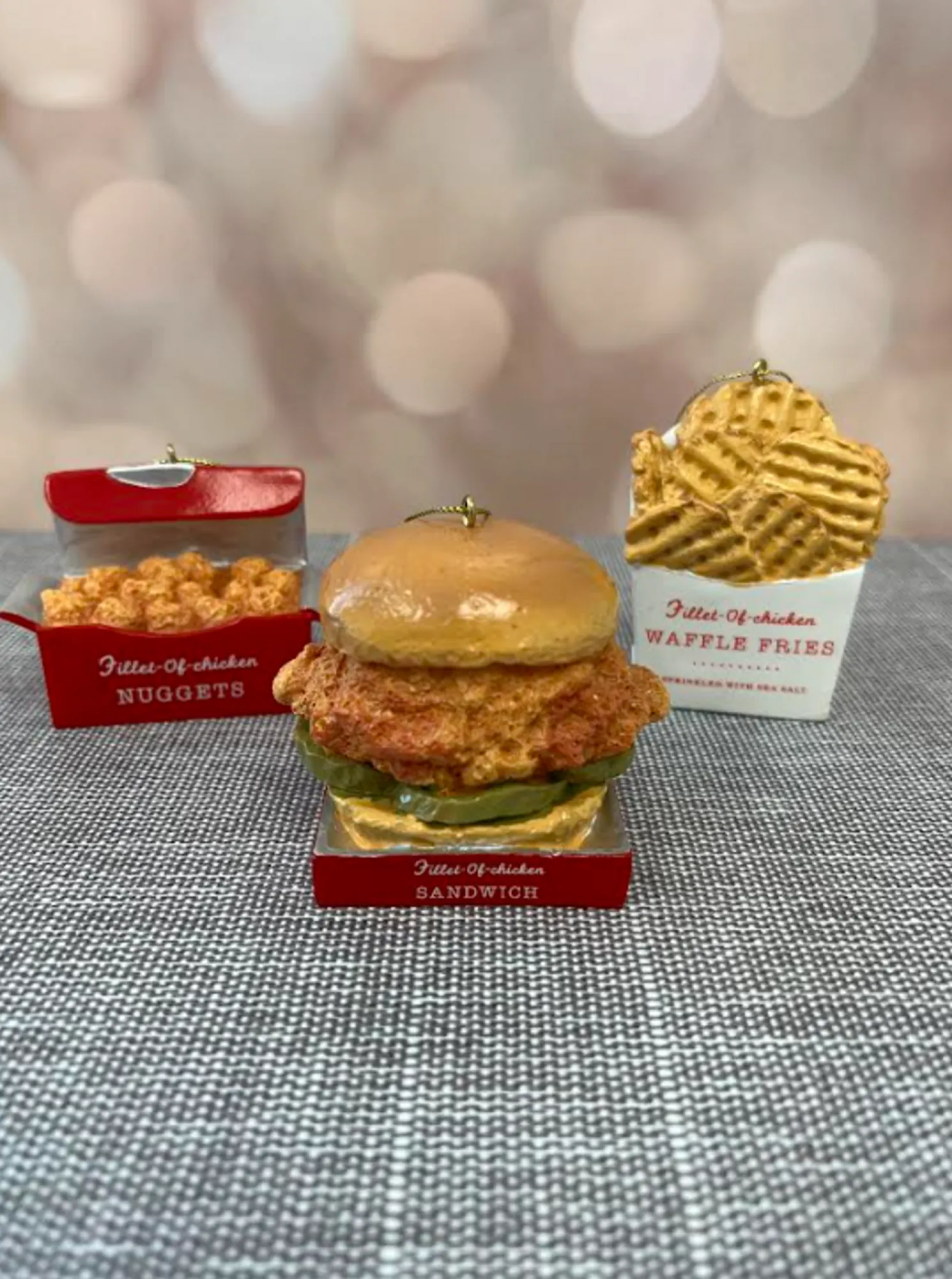 Kurt Adler Fast Food Chicken Sandwich, Nuggets and Fries Christmas Ornament A2442