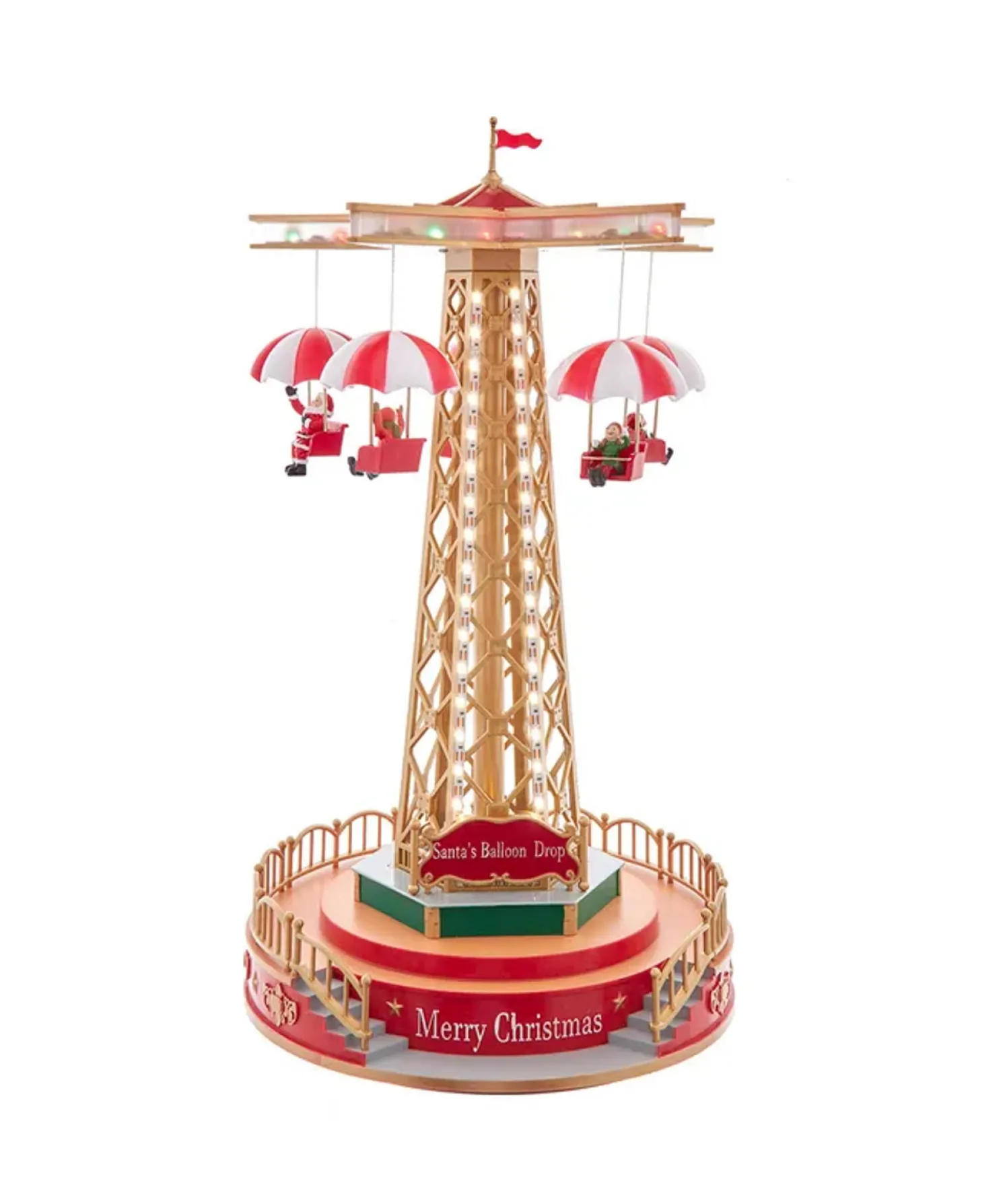 Kurt Adler LED Lighted Musical Santa Balloon Drop Table Piece Christmas Decoration JEL1336