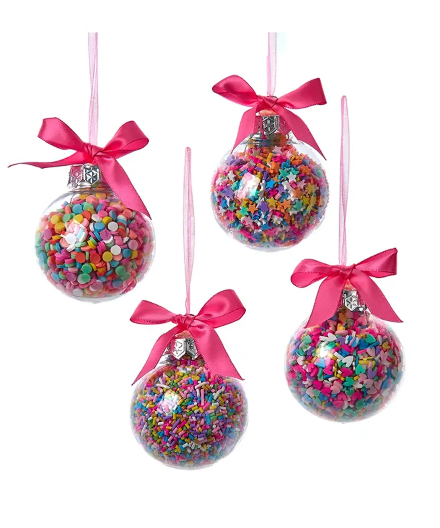Kurt Adler 60MM Set of 4 Bubblegum Balls With Sprinkles Christmas Ornaments D4419