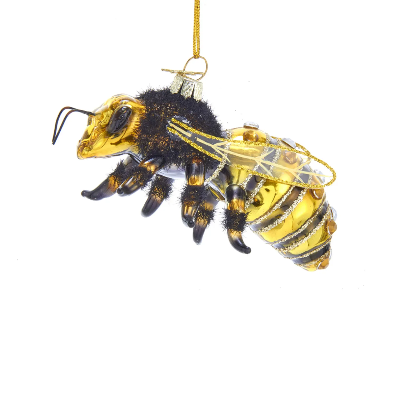 Kurt Adler Noble Gems 3.75" Honey Bee Glass Christmas Ornament NB1455
