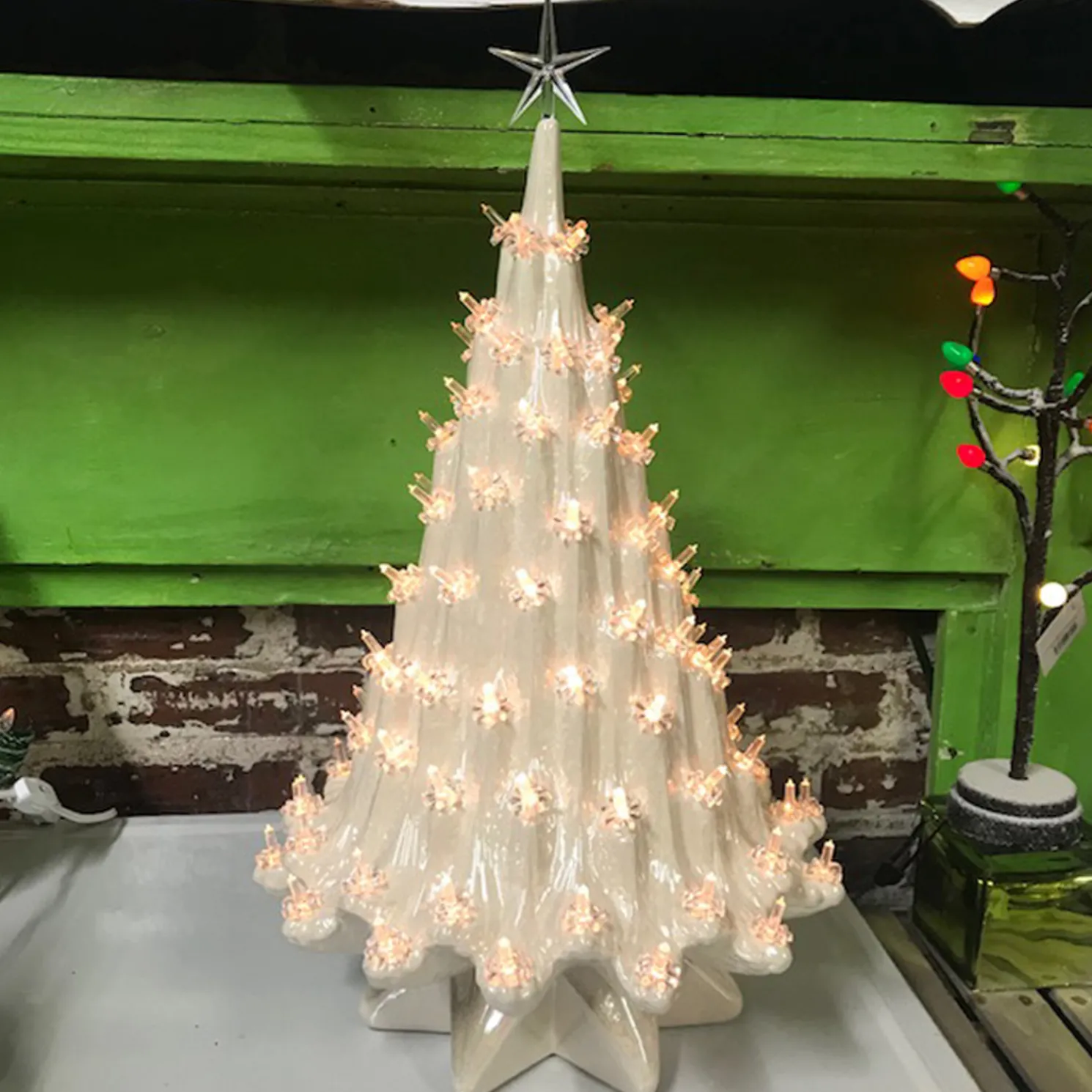 Large Lighted White Ceramic Ice Christmas Tree 23