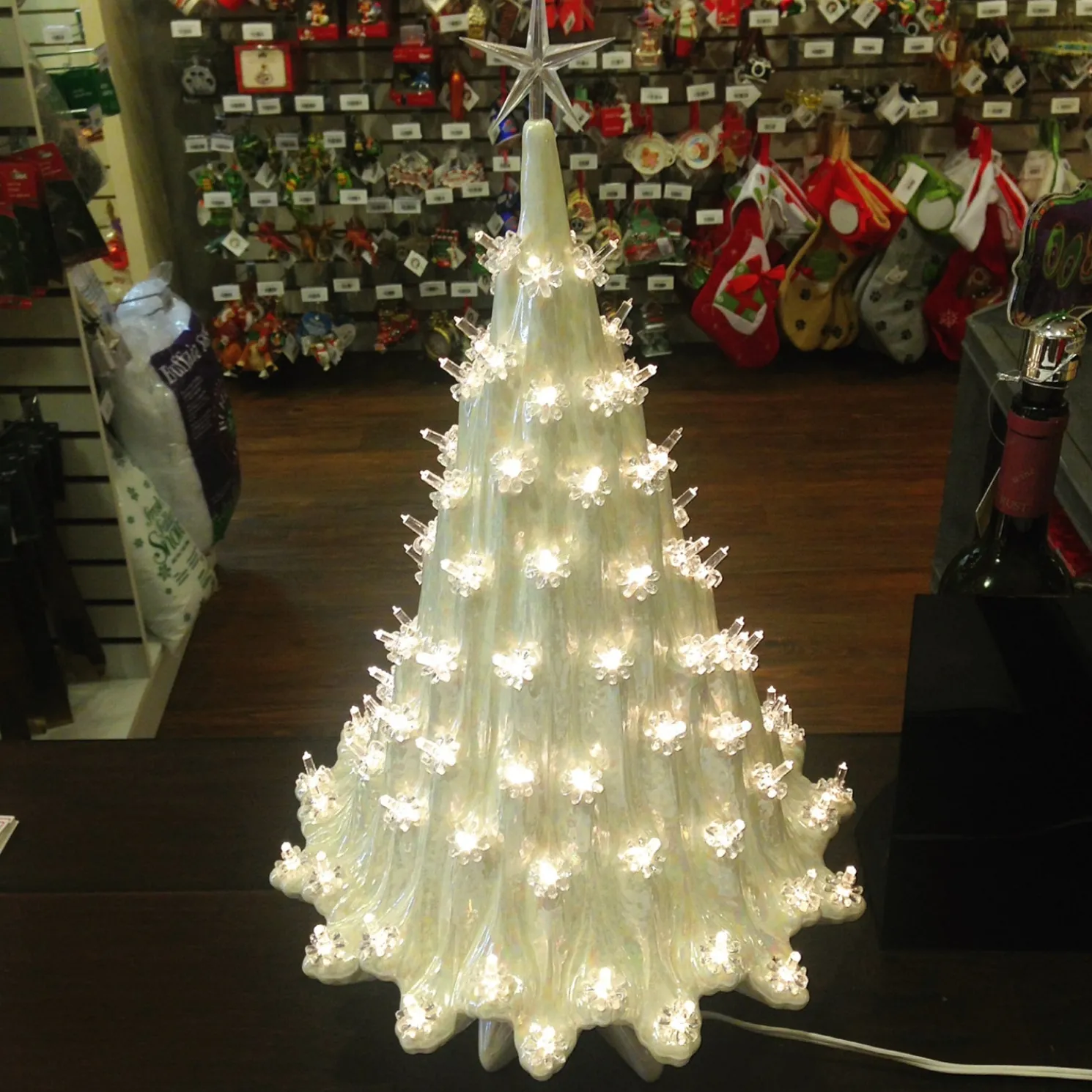 Large Lighted White Ceramic Ice Christmas Tree 23