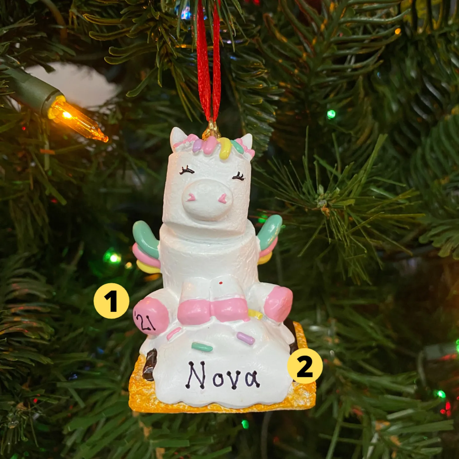 Marshmallow Unicorn Personalized Christmas Ornament MM20023