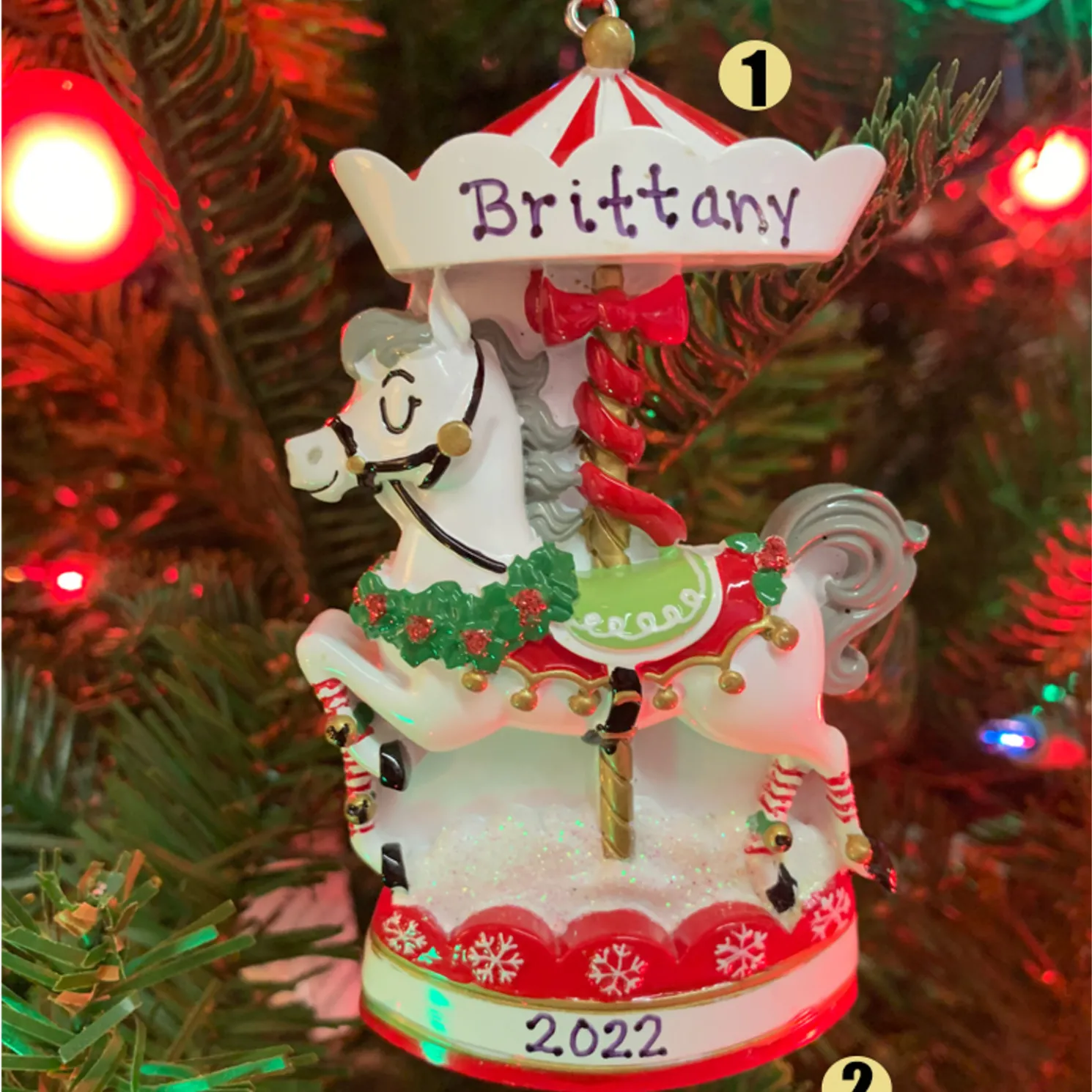 Nostalgic Carousel Personalized Christmas Ornament OR2392