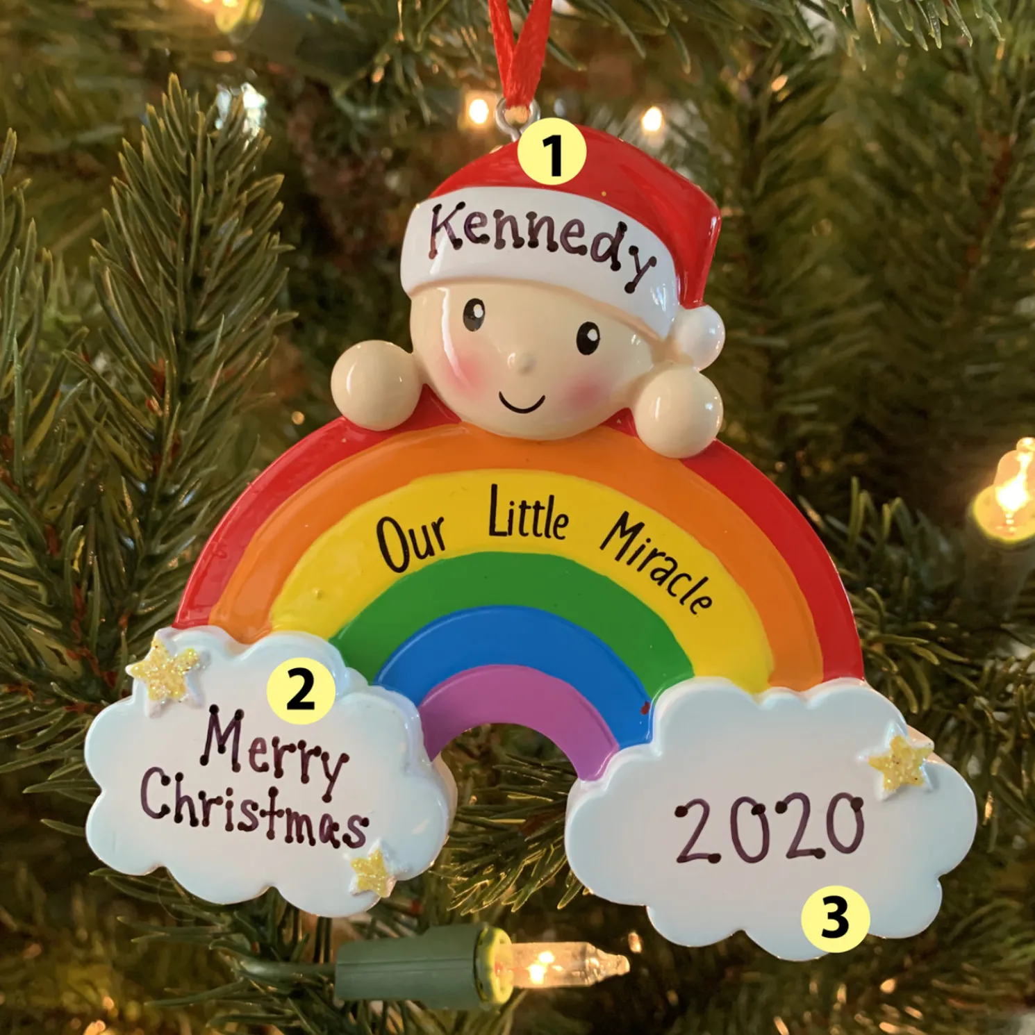 Our Little Miracle Rainbow Baby Personalized Christmas Ornament OR1965