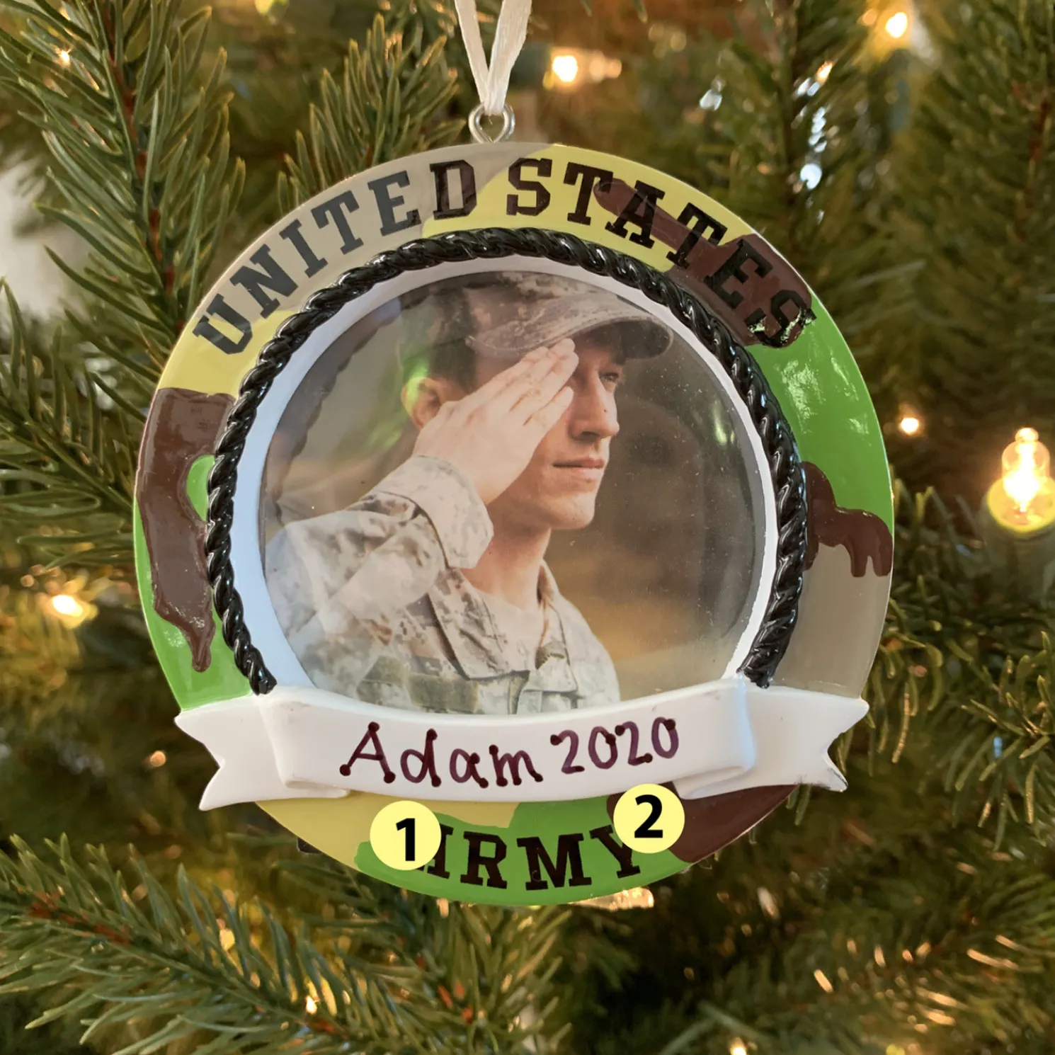 Personalized Camo Army Frame Christmas Ornament