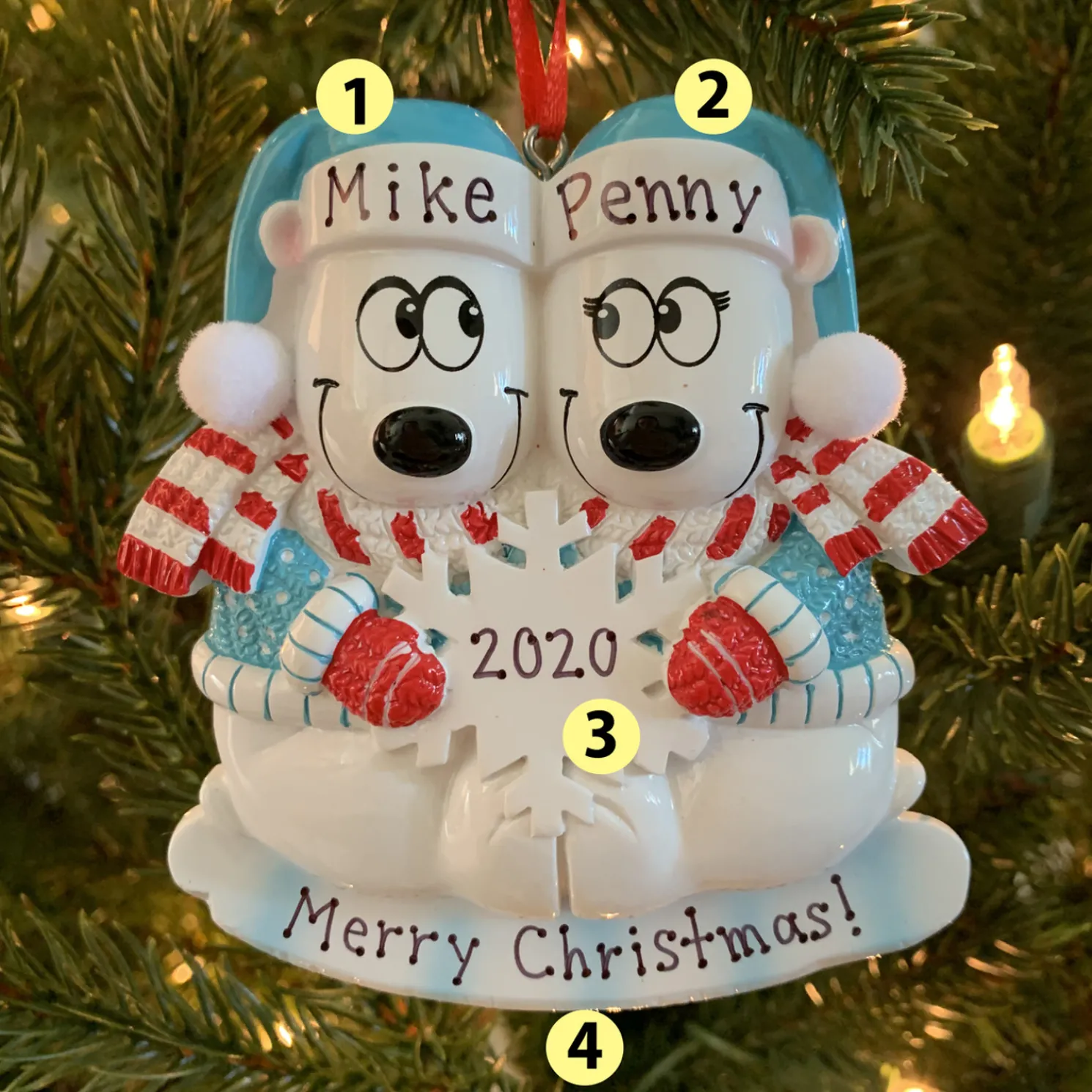 Polar Bear Couple Our First Christmas Personalized Christmas Ornament OR1450