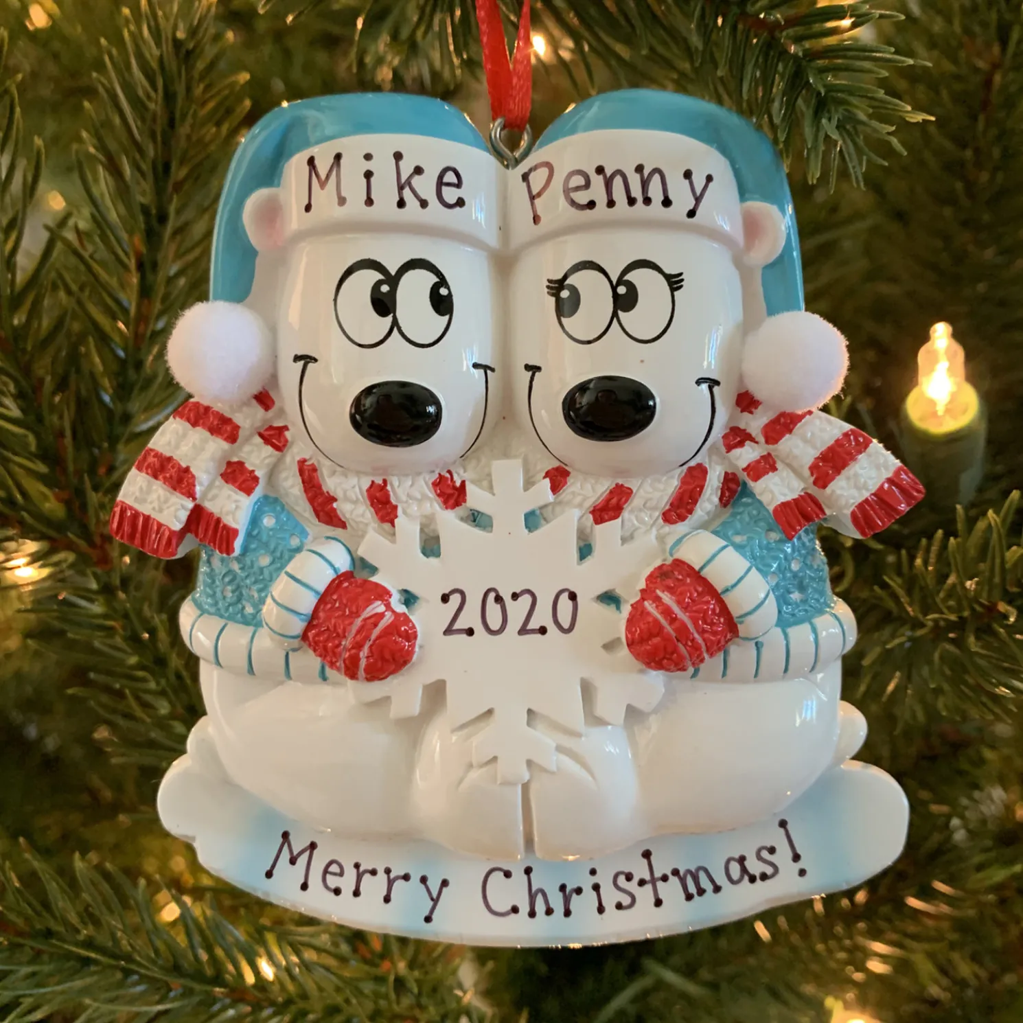 Polar Bear Couple Our First Christmas Personalized Christmas Ornament OR1450